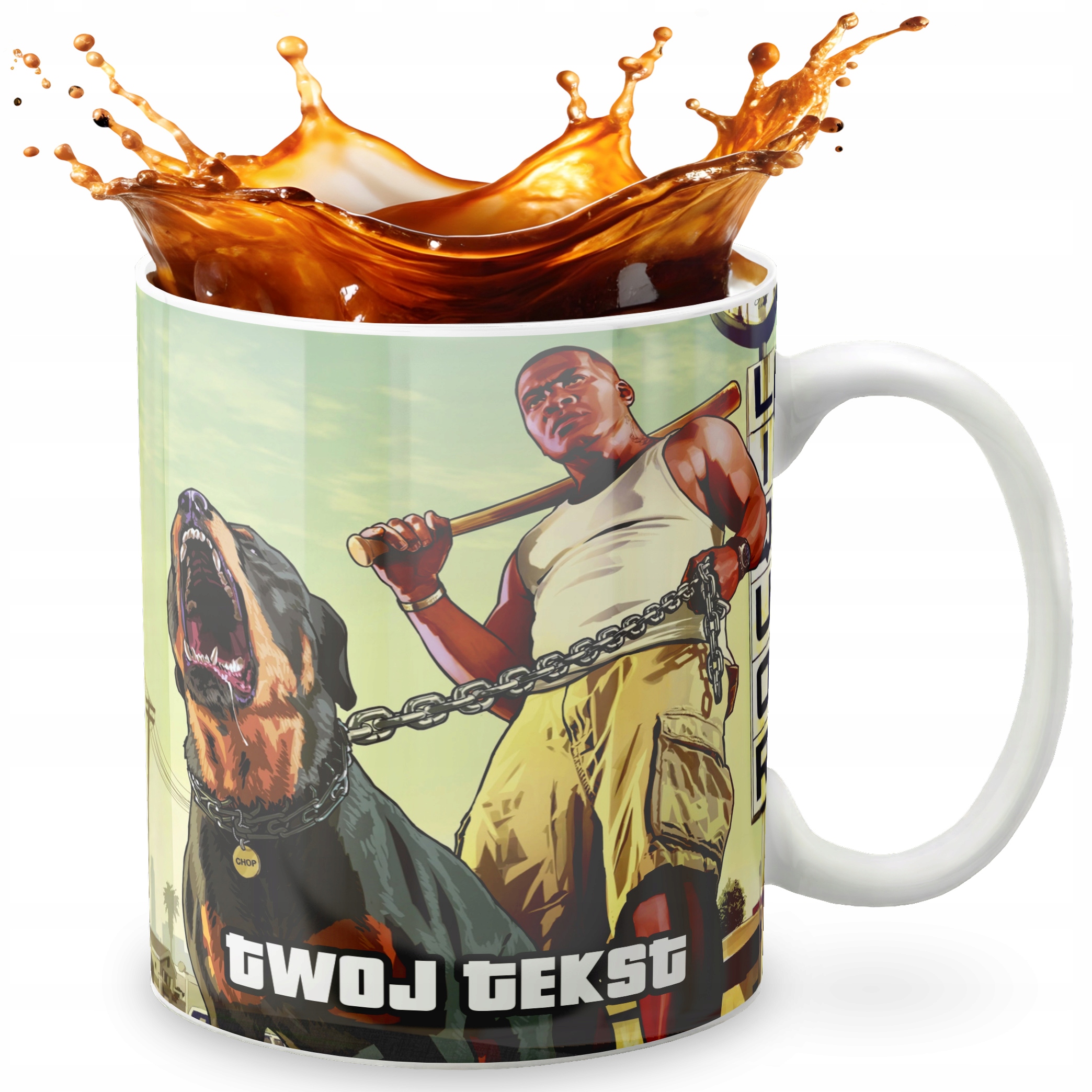 KUBEK 330ml GRAFIKA PREZENT ŚWIĘTA WZÓR - GRA GRAND THEFT + IMIĘ