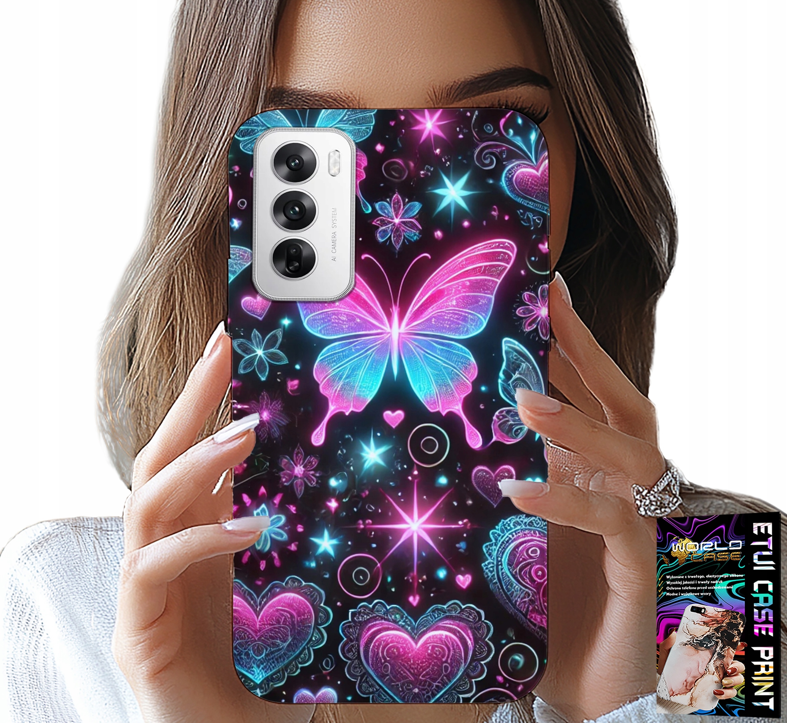 ETUI DO OPPO RENO12 PRO 5G - KOLOROWY MOTYLEK SERCE MODNE WZORY CASE