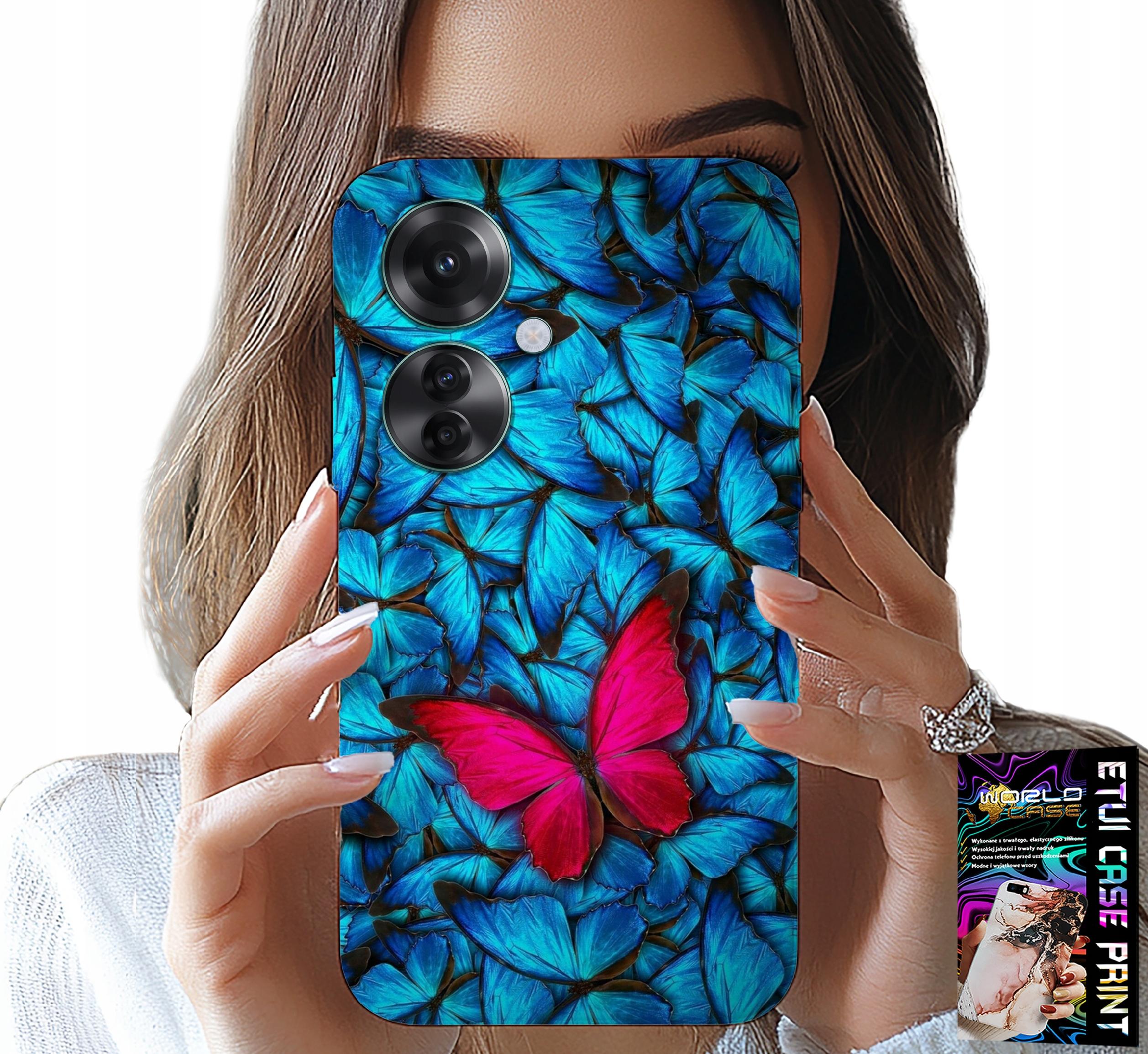 ETUI DO OPPO RENO11 F 5G - NIEBIESKIE MOTYLKI, MOTYL, KOBIECE WZORY