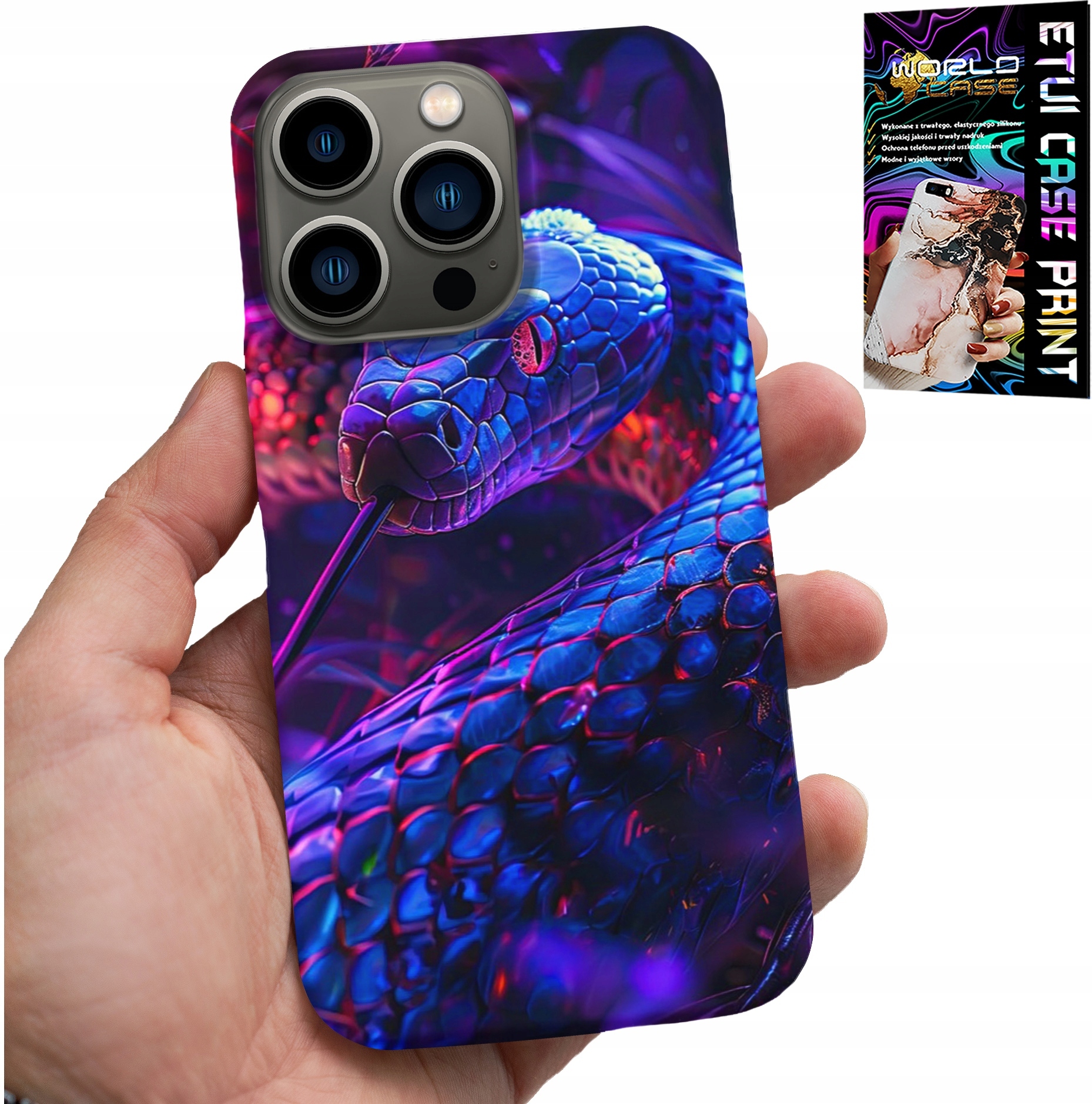 ETUI DO IPHONE 16 PRO - WĄŻ KOBRA GRZECHOTNIK GADY CASE + FOLIA
