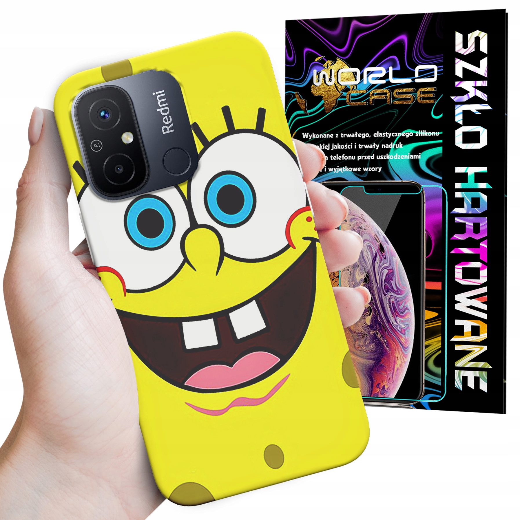 ETUI DO XIAOMI REDMI 12C - SPONGEBOB BAJKI GRY WYBÓR PLECKI + SZKŁO