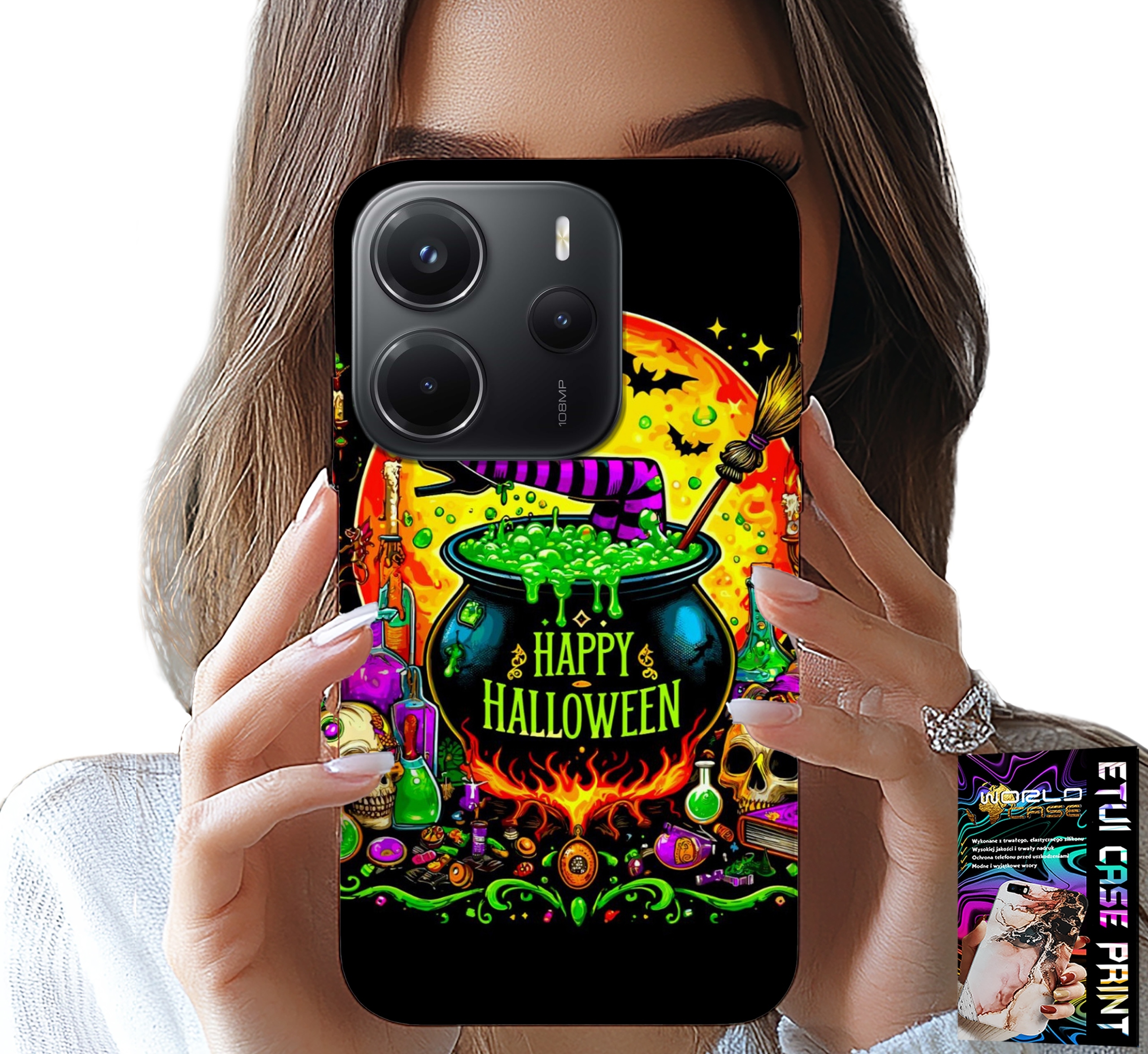 ETUI DO XIAOMI NOTE 14 4G - WIEDŹMA KOCIOŁEK RÓŻDŻKA HALLOWEEN SZKŁO