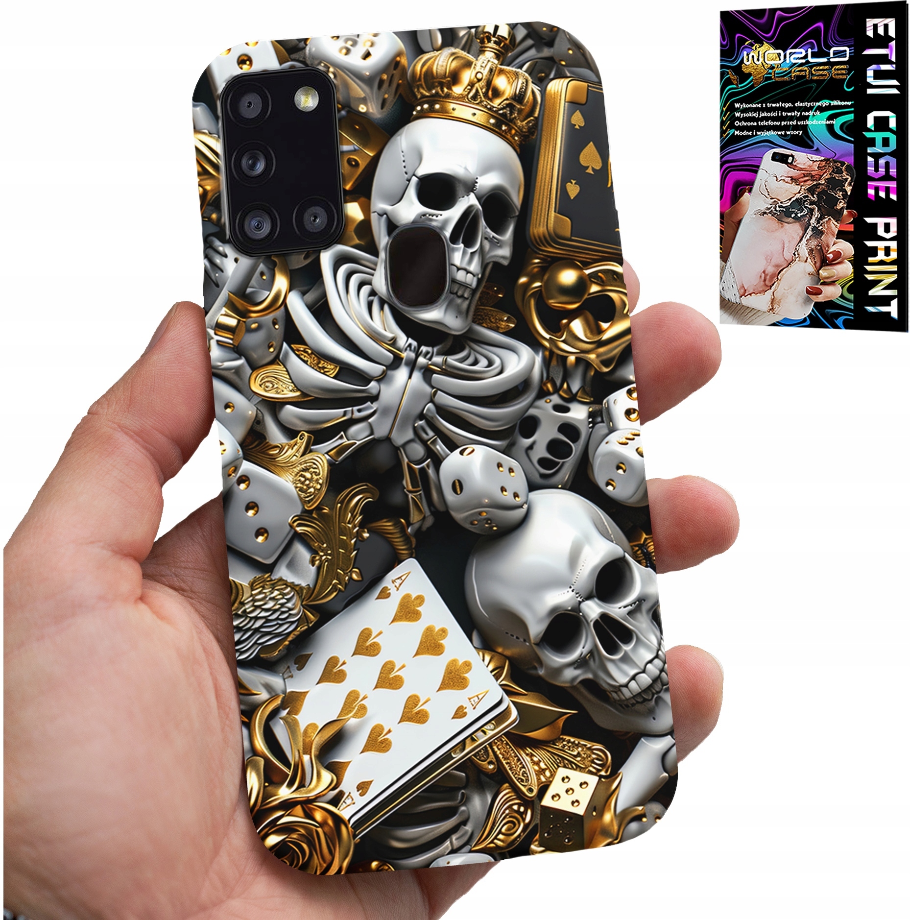 ETUI DO SAMSUNG GALAXY A21s - KRÓL POKER KOŚCI AS WZORY DLA MĘŻCZYZN