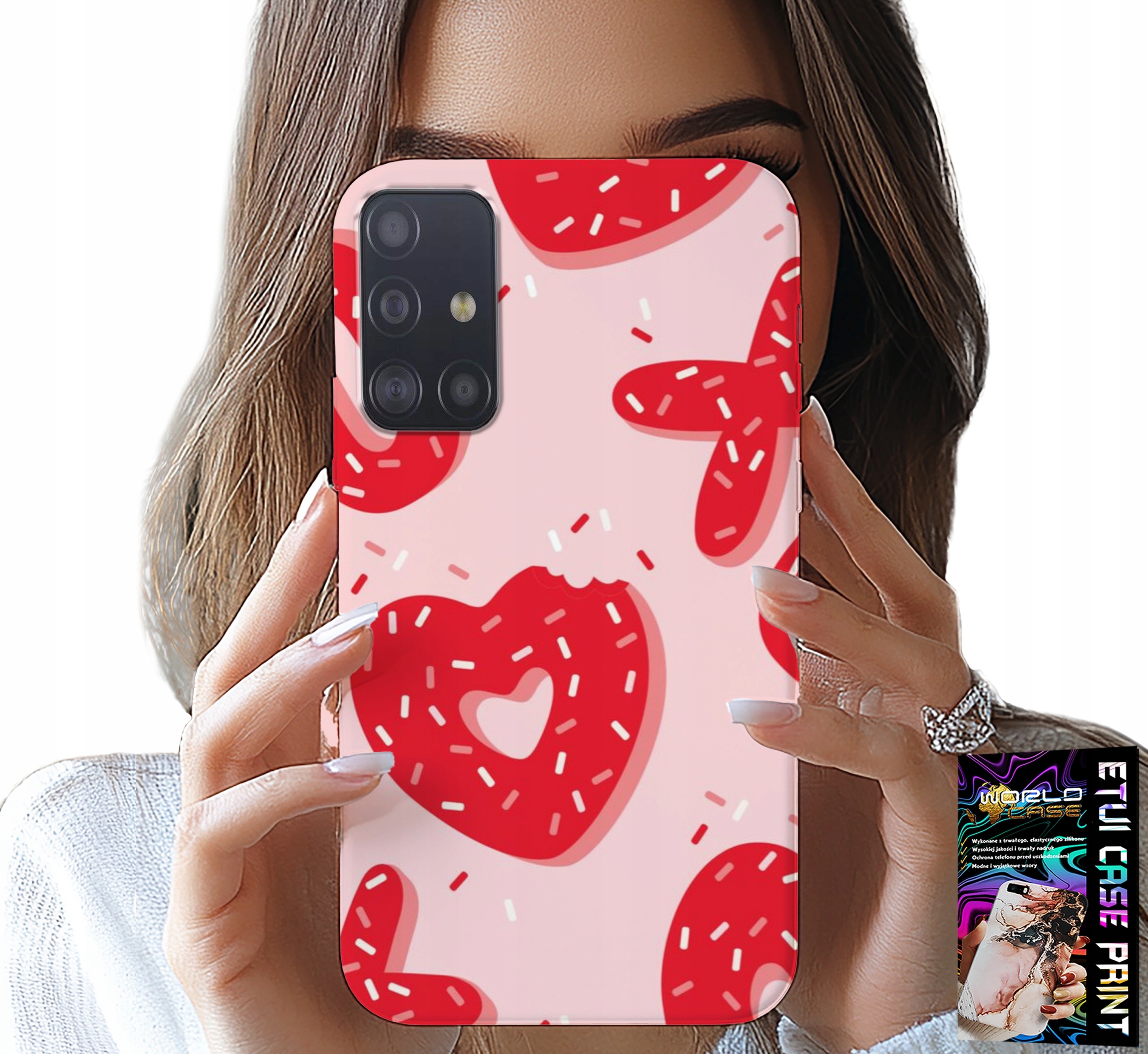 ETUI DO SAMSUNG GALAXY A71 - KOBIECE, MODNE WZORY XOXO SERCE + SZKŁO
