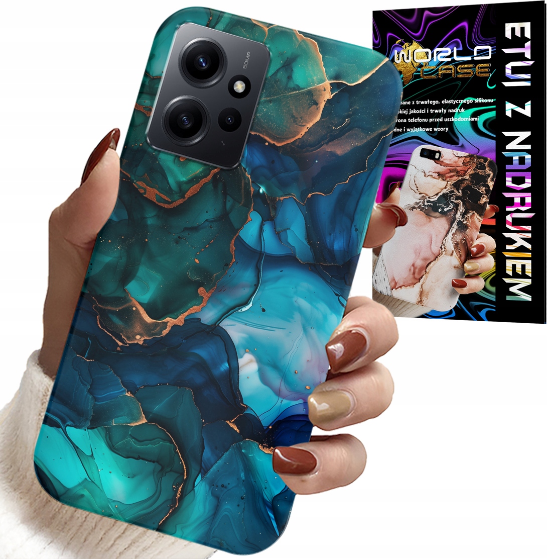 ETUI DO XIAOMI NOTE 12 4G - NIEBIESKO ZIELONY MARMUREK PLECKI WZORY
