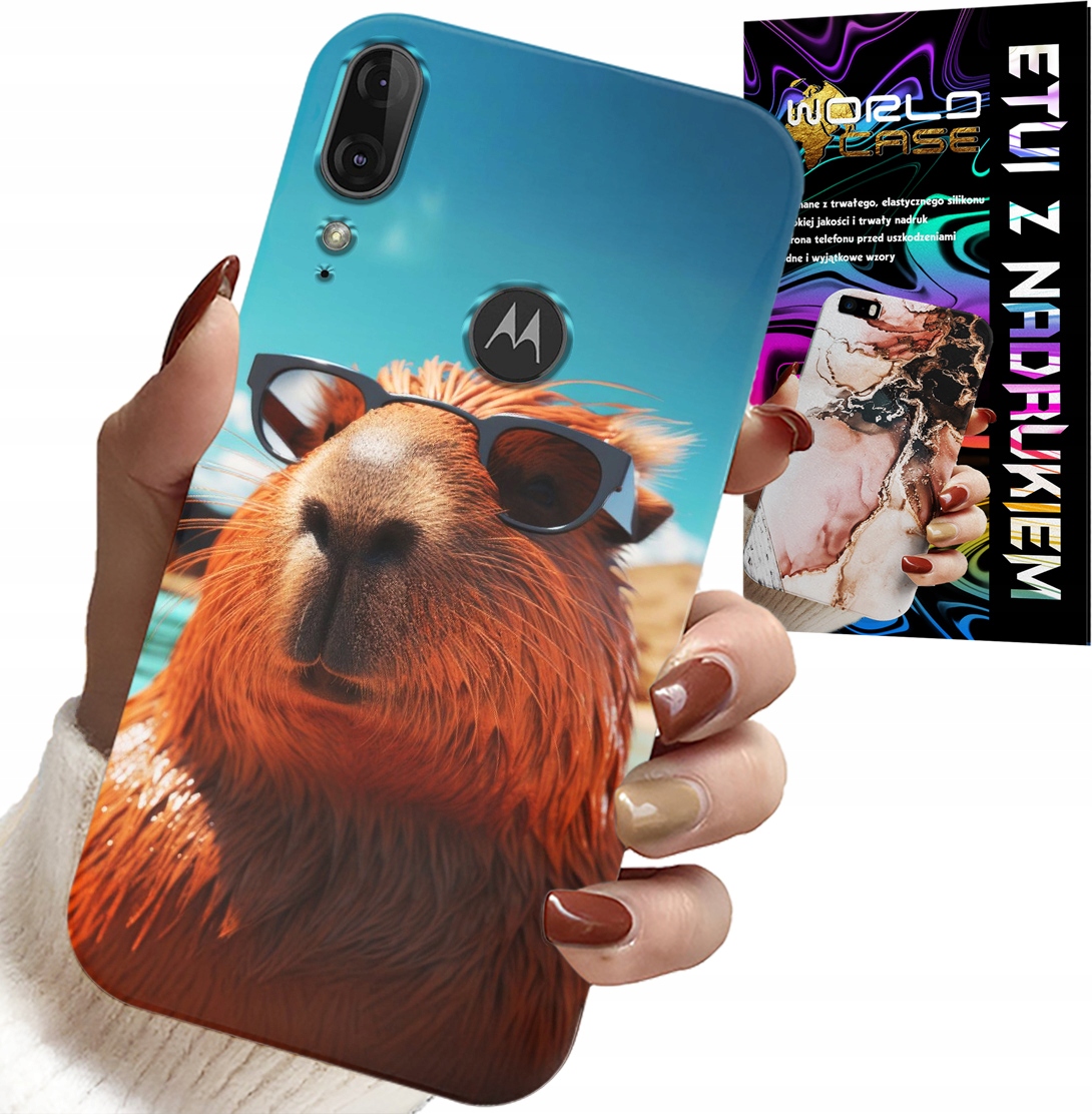 ETUI DO MOTOROLA MOTO E6 PLUS - SŁODKA KAPIBARA, CAPIBARA CASE + SZKŁO