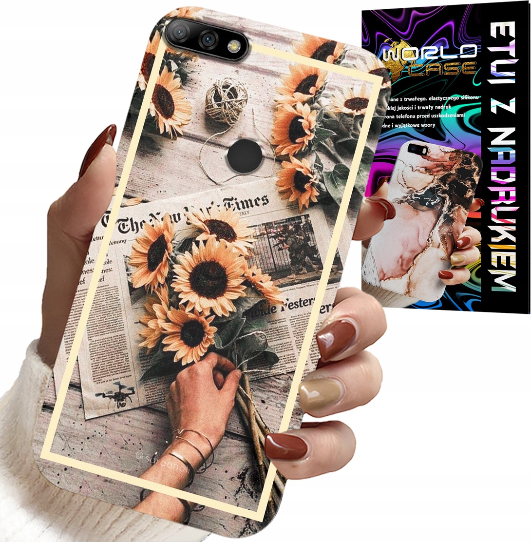 ETUI DO HUAWEI Y7 2018 - KWIATISTY WZÓR SŁONECZNIK SŁONECZNIKI