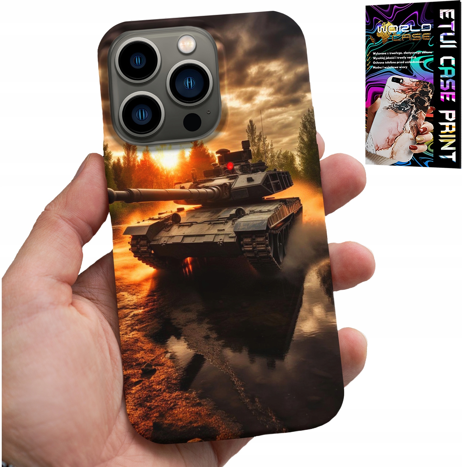 ETUI DO IPHONE 15 PRO - CZOŁG, WOJNA, MILITARIA, WOJSKOWE, WZORY