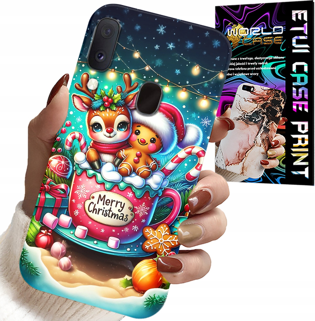 ETUI DO SAMSUNG GALAXY A20E - RENIFER Z PIERNIKIEM MERRY CHRISTMAS