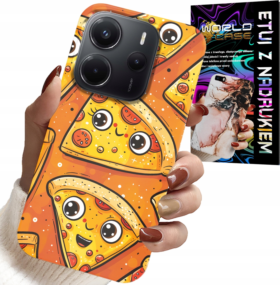 ETUI DO XIAOMI NOTE 14 4G - SŁODKIE UŚMIECHNIĘTE PIZZE CASE + SZKŁO