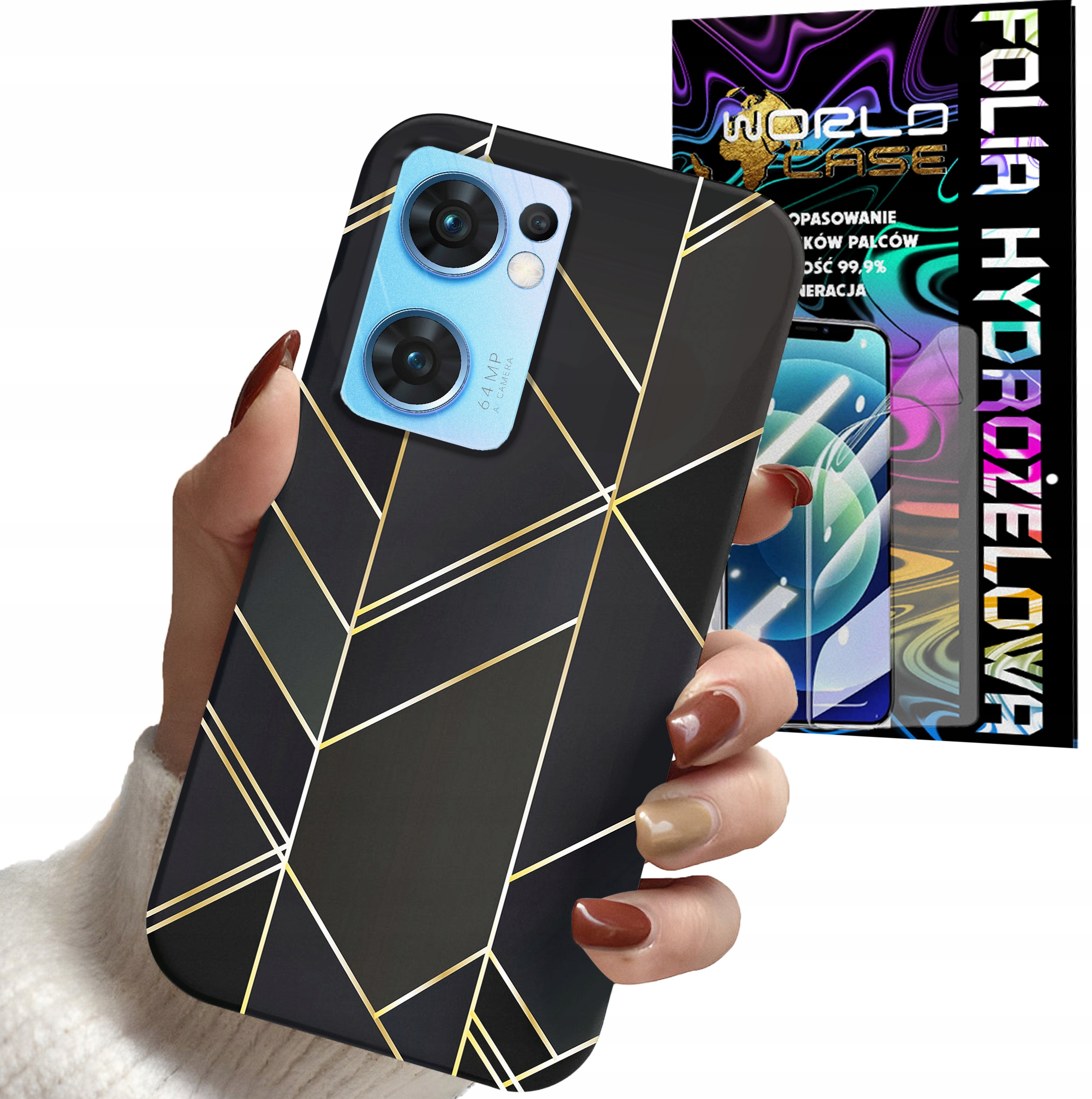 ETUI DO OPPO FIND X5 LITE - MARMUREK GEOMETRYCZNE WZORY DLA KOBIET+ FOLIA