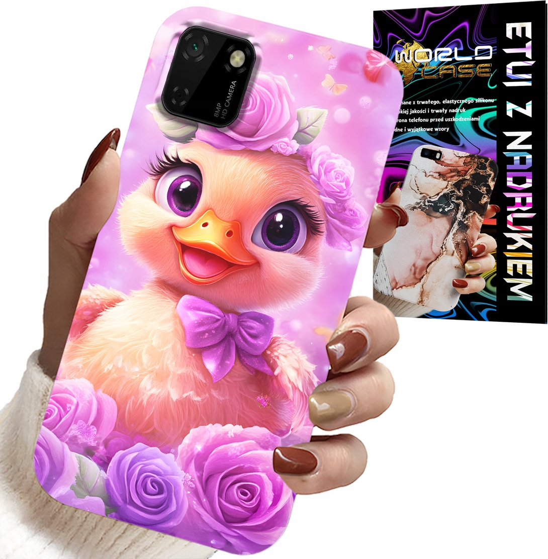ETUI DO HUAWEI Y5P - SŁODKA KACZUCHA, KACZKA NA RÓŻOWYM TLE