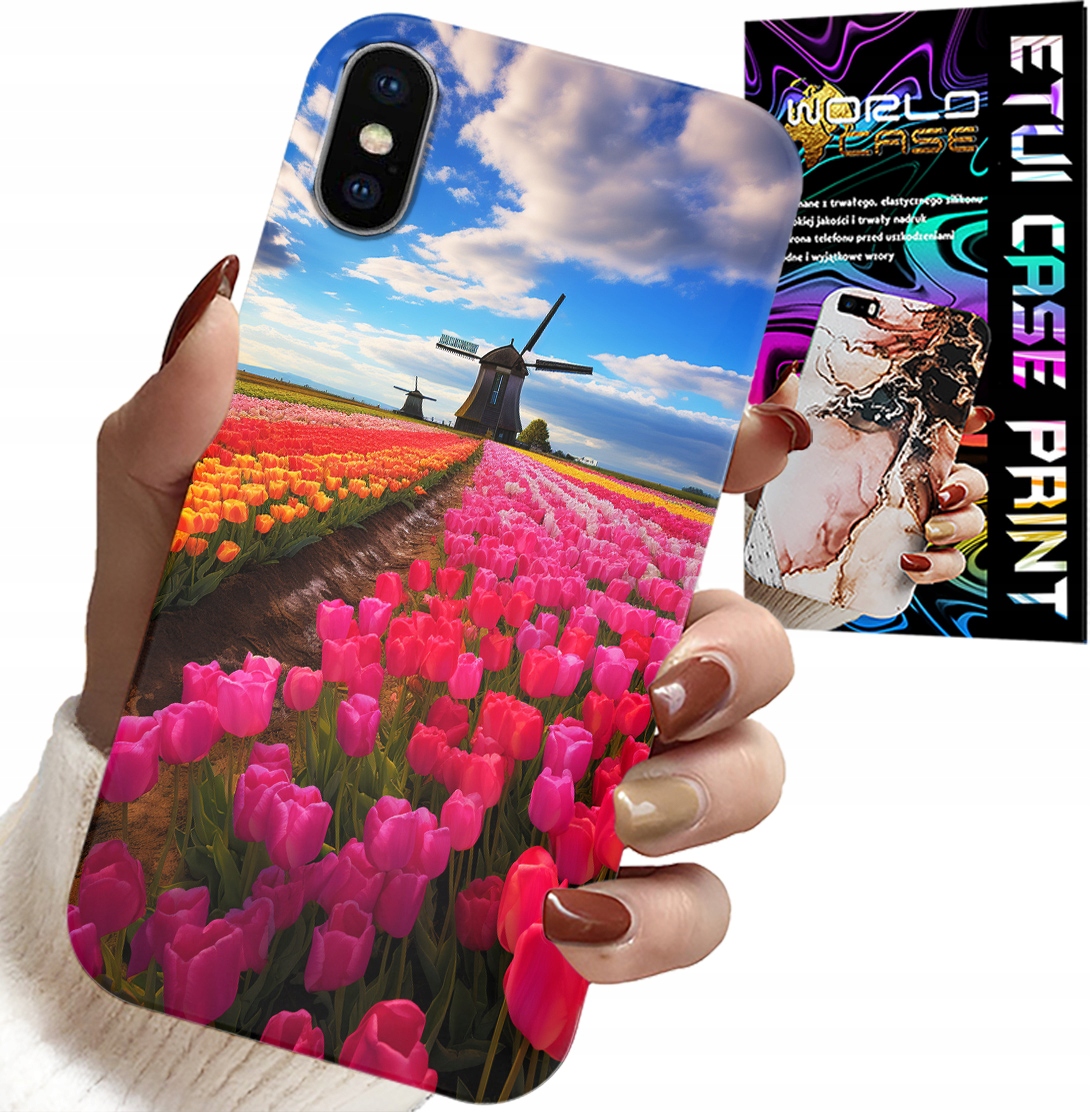 ETUI DO IPHONE X / XS - POLE KOLOROWYCH TULIPANÓW, TULIPAN, CASE