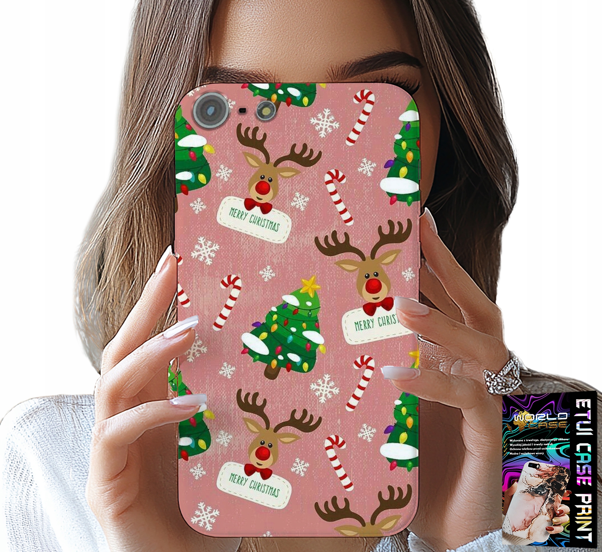 ETUI DO IPHONE 5 / 5S / 5C - ŚWIĄTECZNE RENIFERY CHOINKI LASKA WZORY