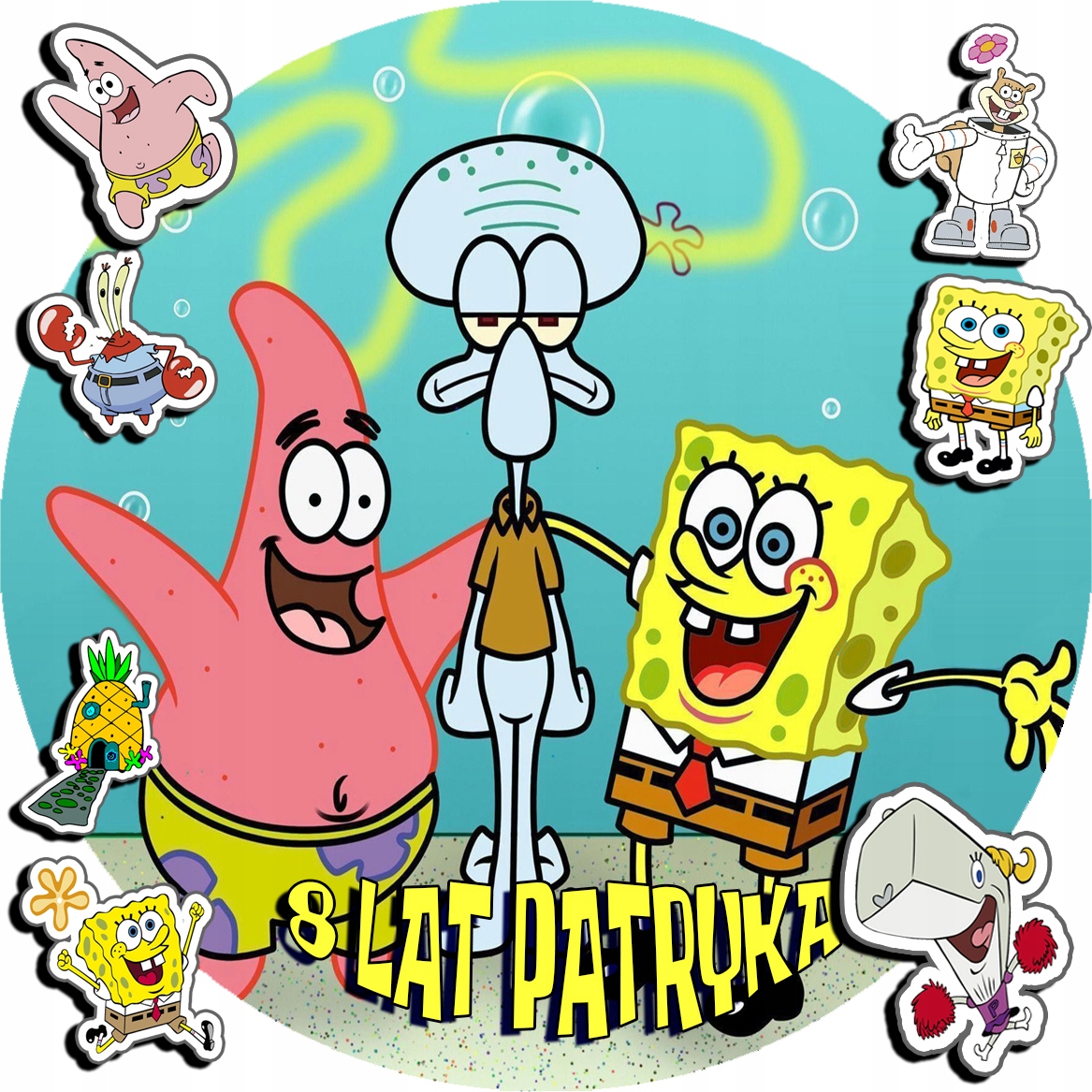 OPŁATEK NA TORT 30CM - SPONGEBOB BAJKA + IMIĘ + GRATIS! 24CM 26CM