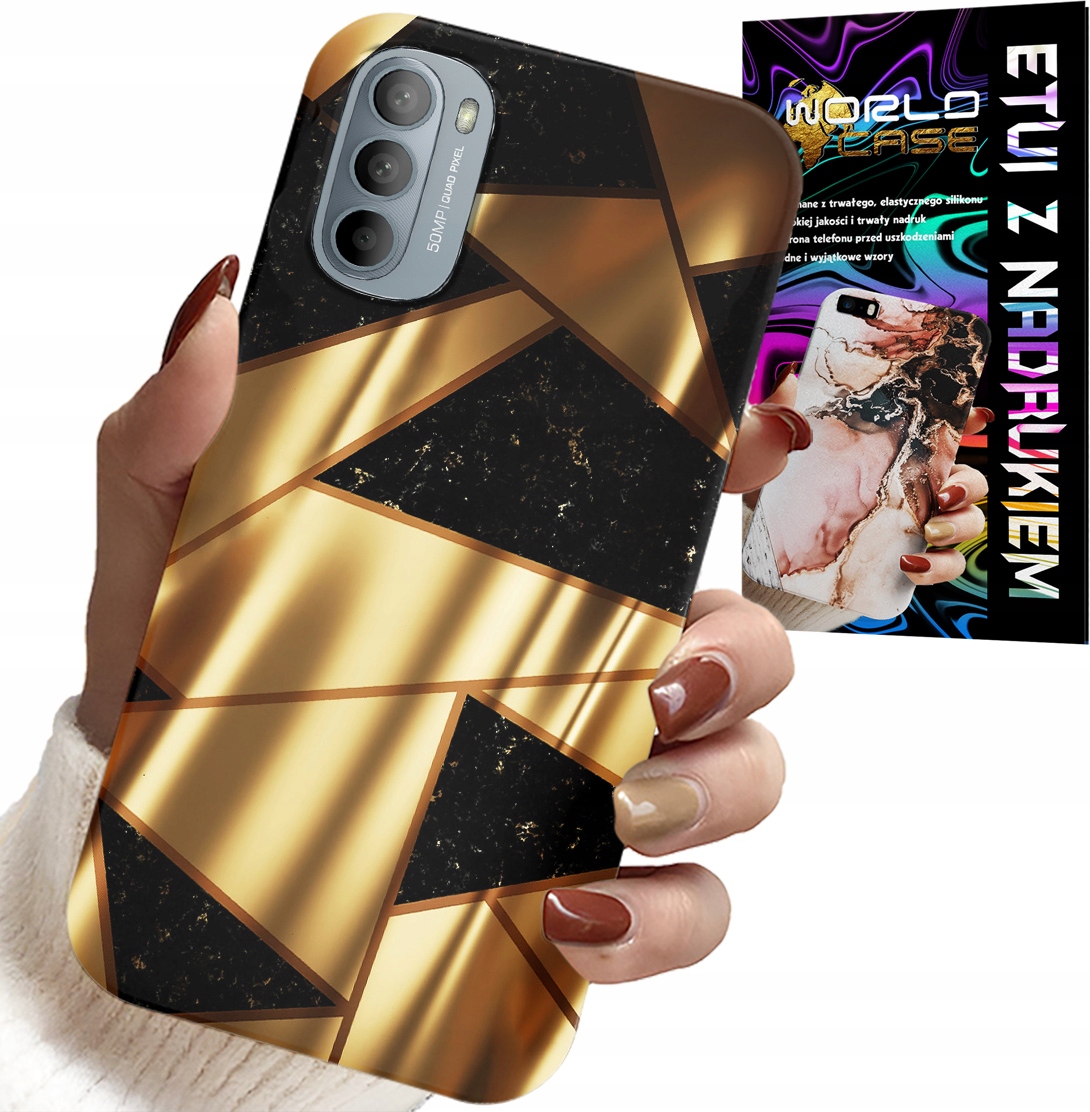 ETUI DO MOTOROLA G31 / G41 - ZŁOTE ELEGANCKIE WZORY + FOLIA HYDRO