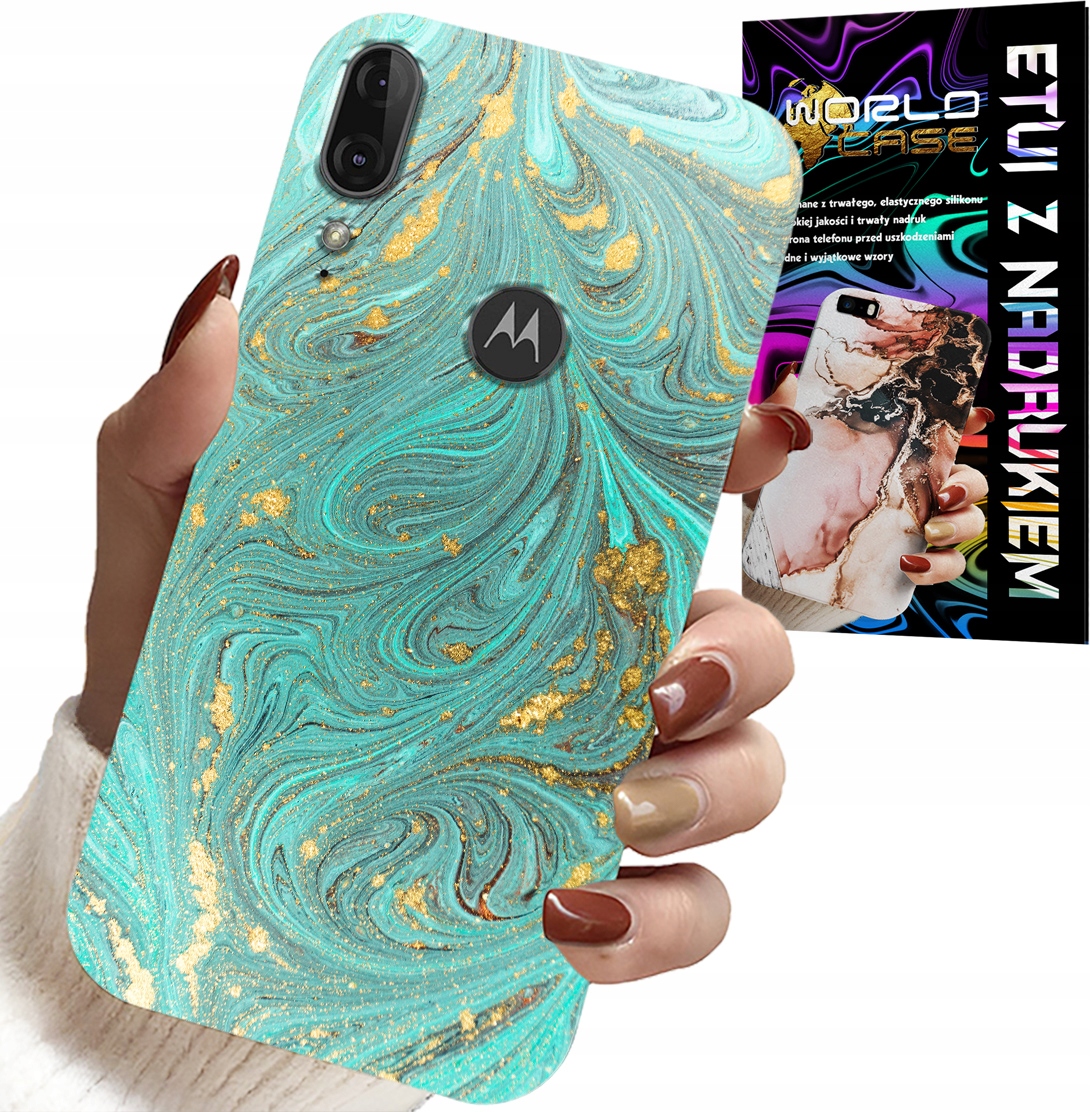 ETUI DO MOTOROLA MOTO E6 PLUS - MARMURKOWE WZORY + SZKŁO HARTOWANE