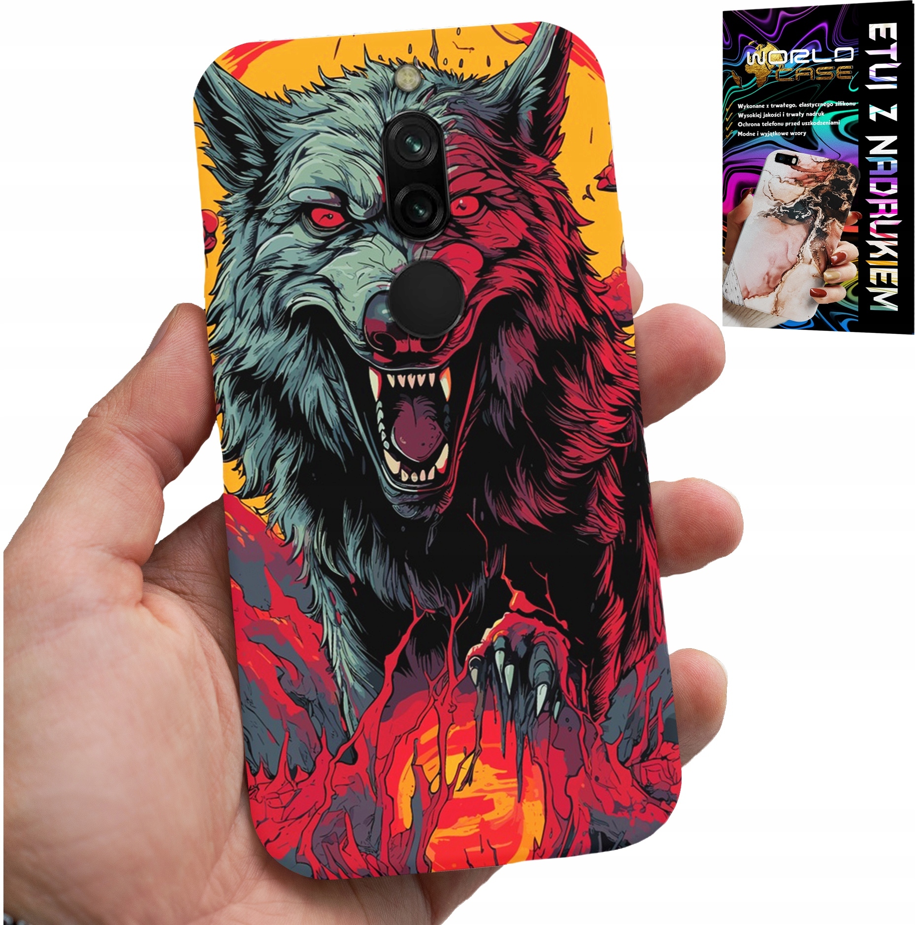 ETUI DO XIAOMI REDMI 8 - WILK WILKI WATAHA SUPER WZORY CASE + SZKŁO