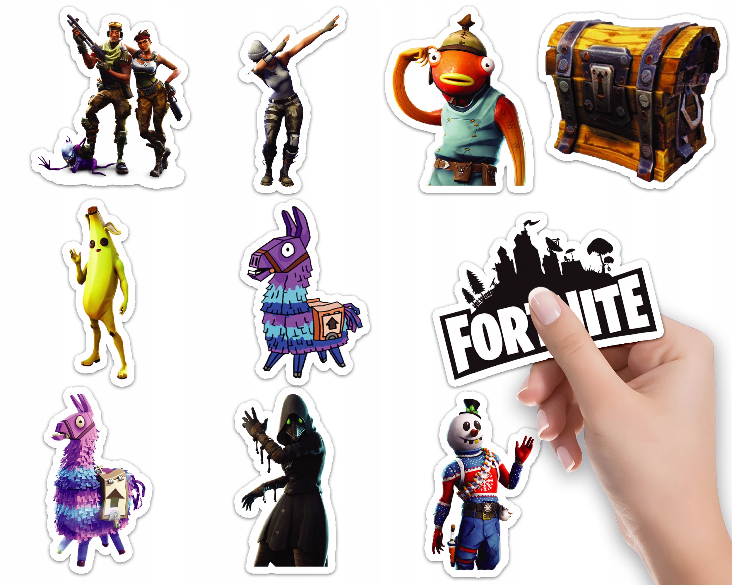 NAKLEJKI NA ZESZYT NALEPKA Z POSTACIAMI GRA FORTNITE BATTLE ROY WZORY 10SZT