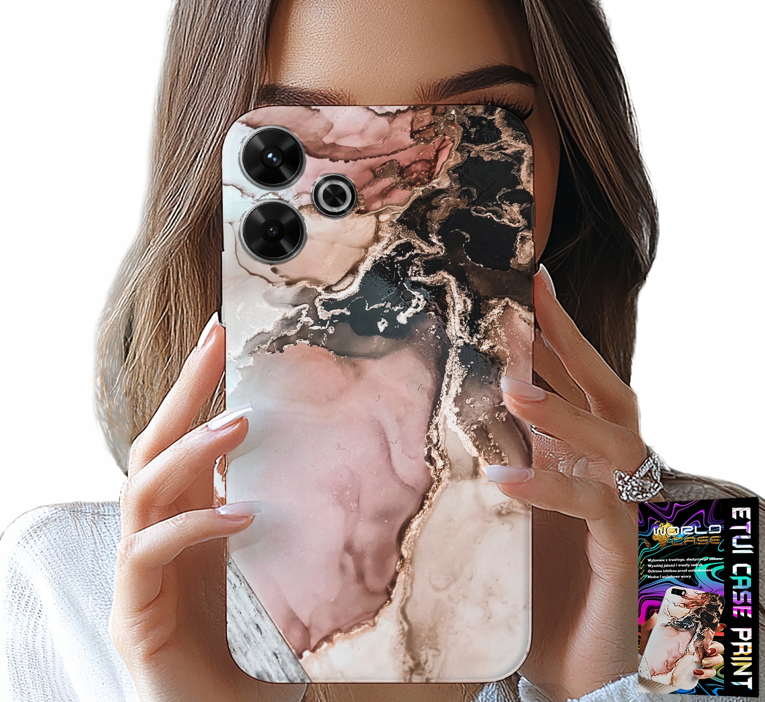 ETUI DO XIAOMI REDMI 13 4G - ELEGANCKI MARMUREK MODNE WZORY + SZKŁO