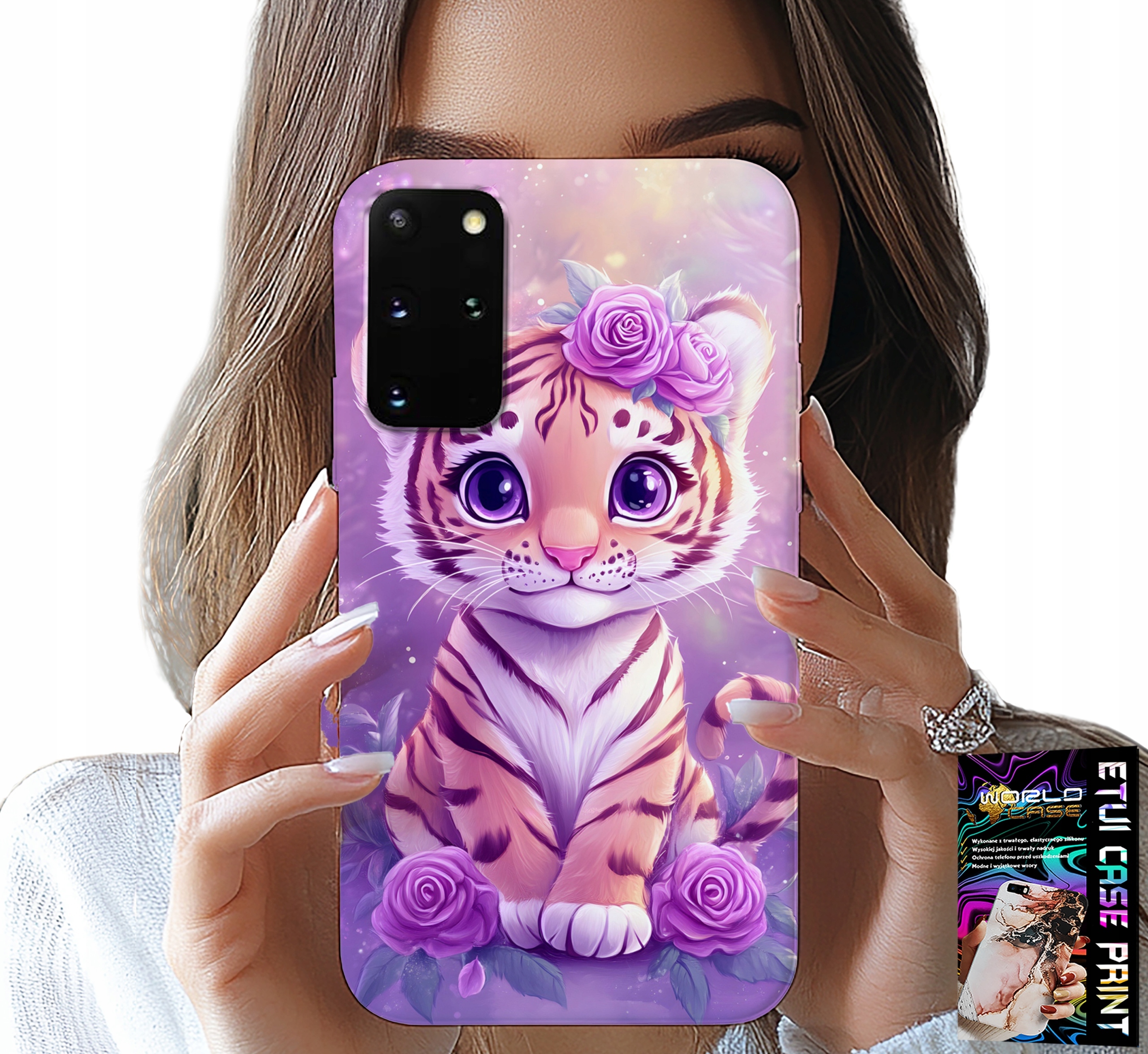 ETUI DO SAMSUNG GALAXY S20 PLUS - SŁODKI TYGRYSEK NA RÓŻOWYM TLE + FOLIA