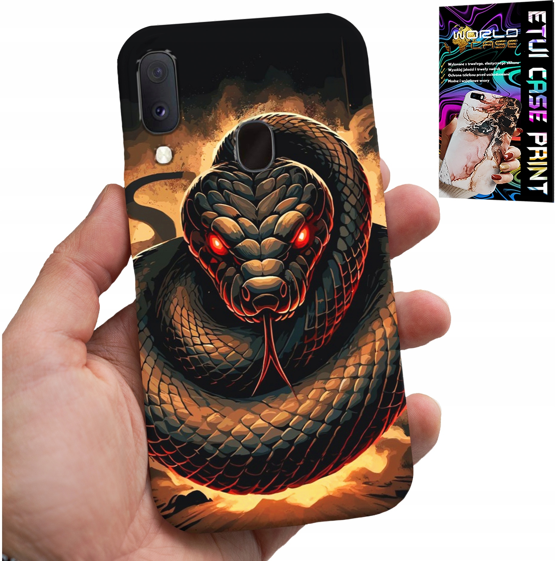 ETUI DO SAMSUNG GALAXY A40 - WĄŻ, WĘŻE KOBRA GRZECHOTNIK CASE + FOLIA