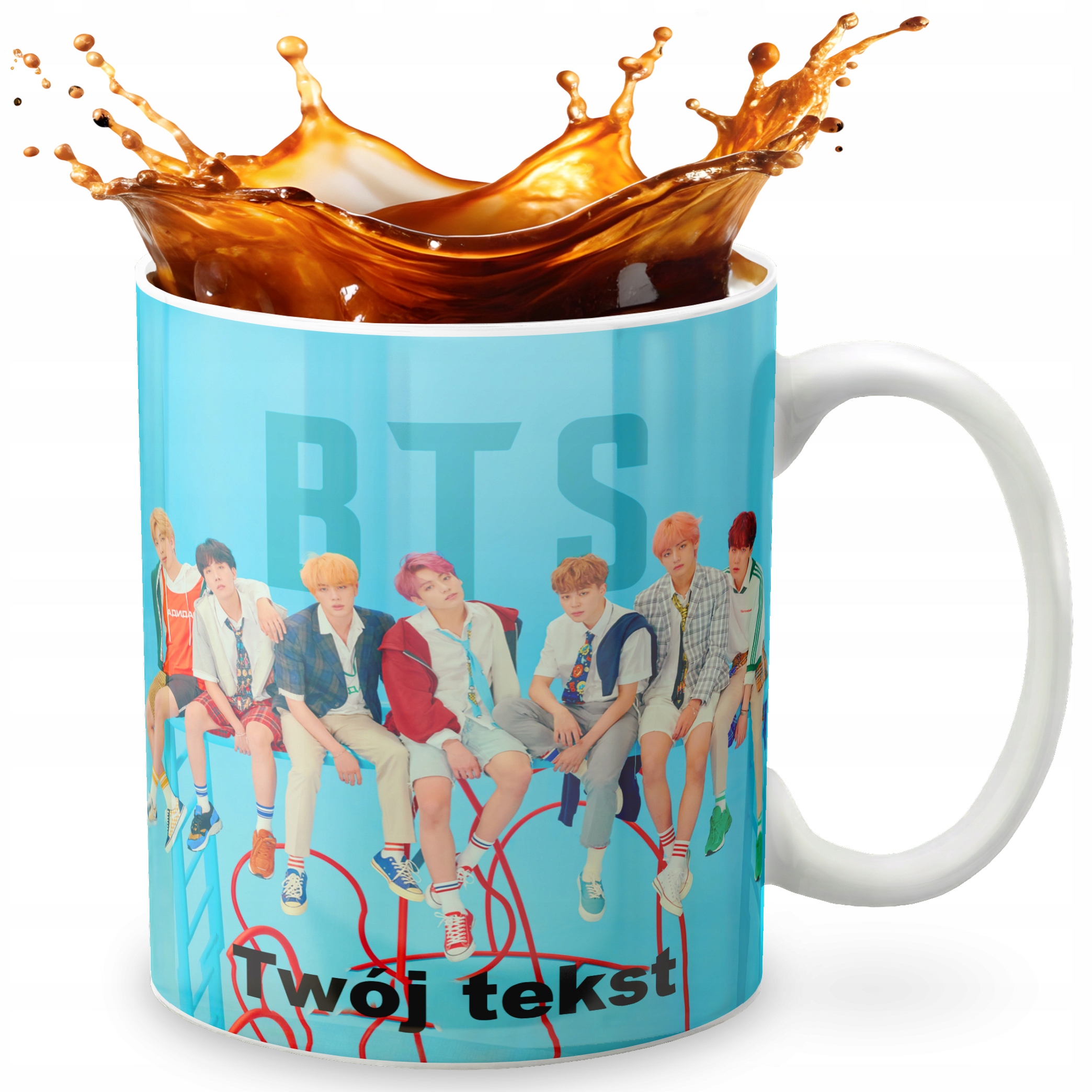 KUBEK 330ml GRAFIKA PREZENT ŚWIĘTA WZÓR - KPOP BLACKPINK BTS GOT7 + IMIĘ
