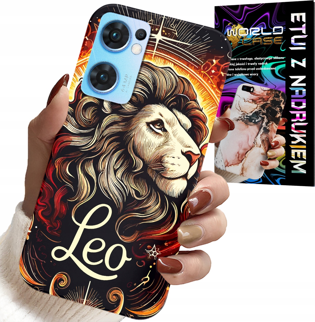 ETUI DO OPPO RENO7 5G - LEW, ZNAK ZODIAKU ASTRONOMIA, CASE + SZKŁO