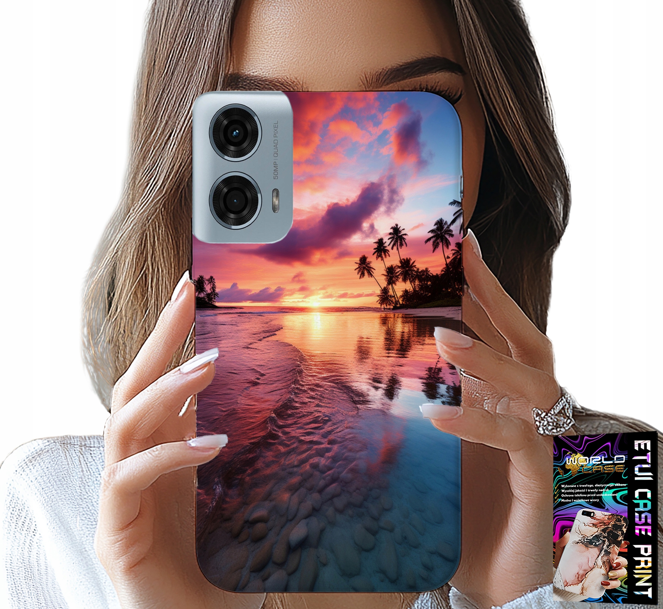 ETUI DO MOTOROLA G24 / G04 - PLAŻA WAKACJE WYSPA PIĘKNE WIDOKI +FOLIA