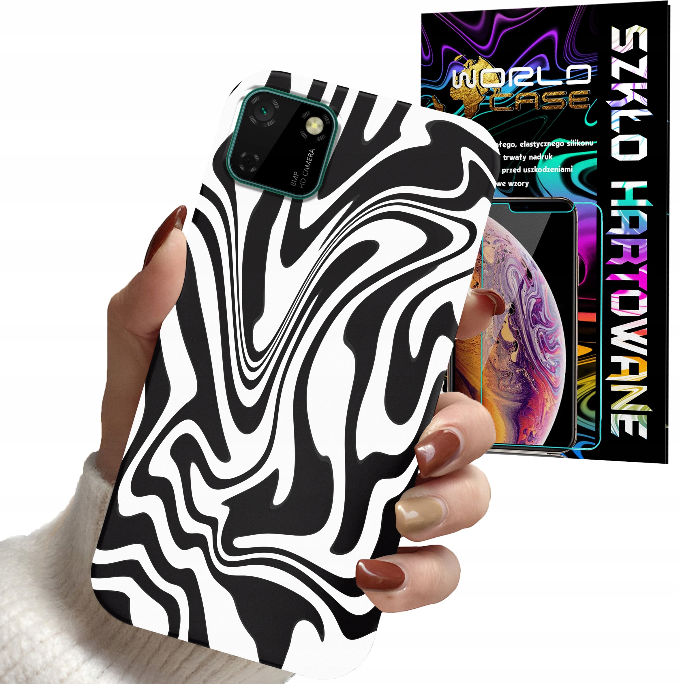 ETUI DO HUAWEI Y5P - ABSTRAKCJA ZEBRA MODNE WZORY DLA KOBIET +SZKŁO