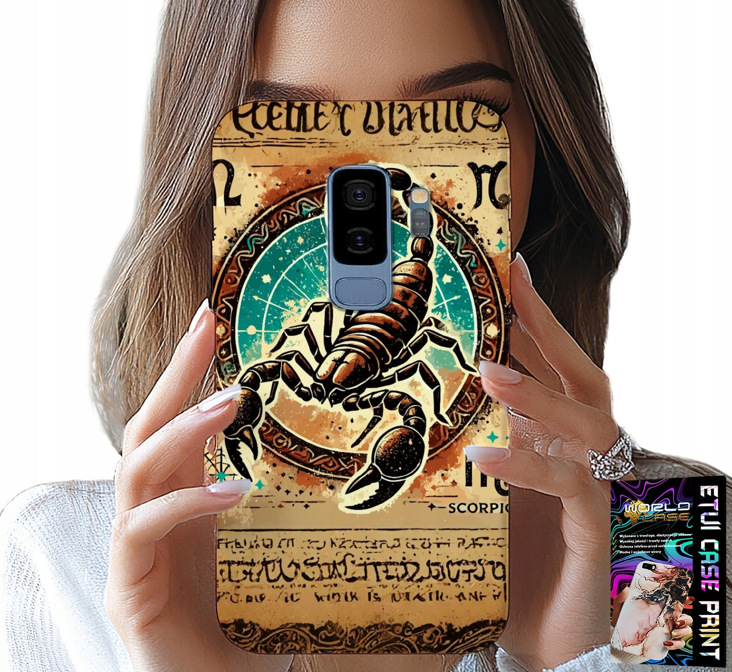 ETUI DO SAMSUNG GALAXY S9 PLUS - SKORPION ZNAK ZODIAKU ASTRONOMIA + FOLIA