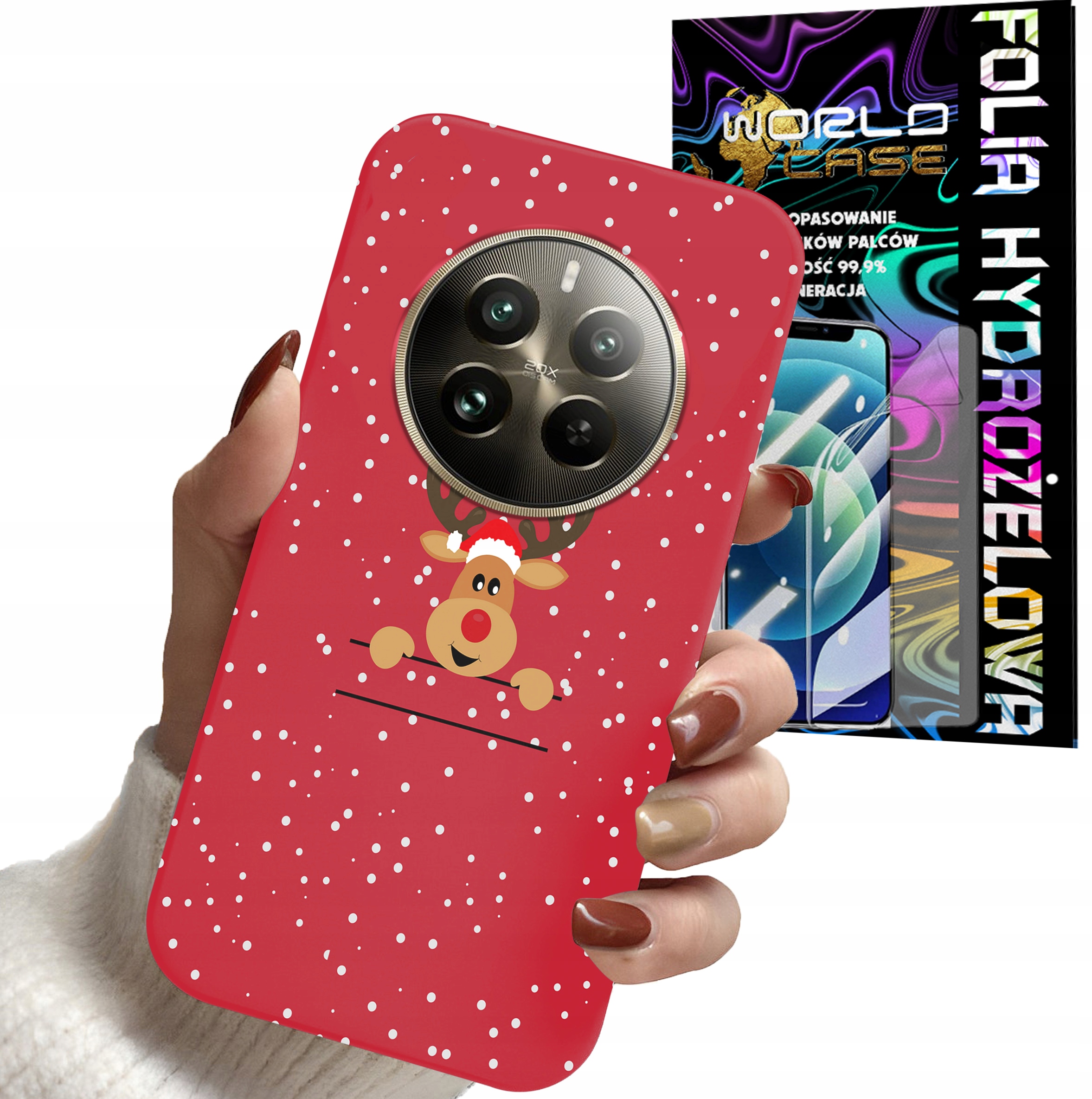 ETUI DO REALME 12 PRO 5G / PRO + - ŚWIĄTECZNE WZORY RENIFER PLECKI + FOLIA