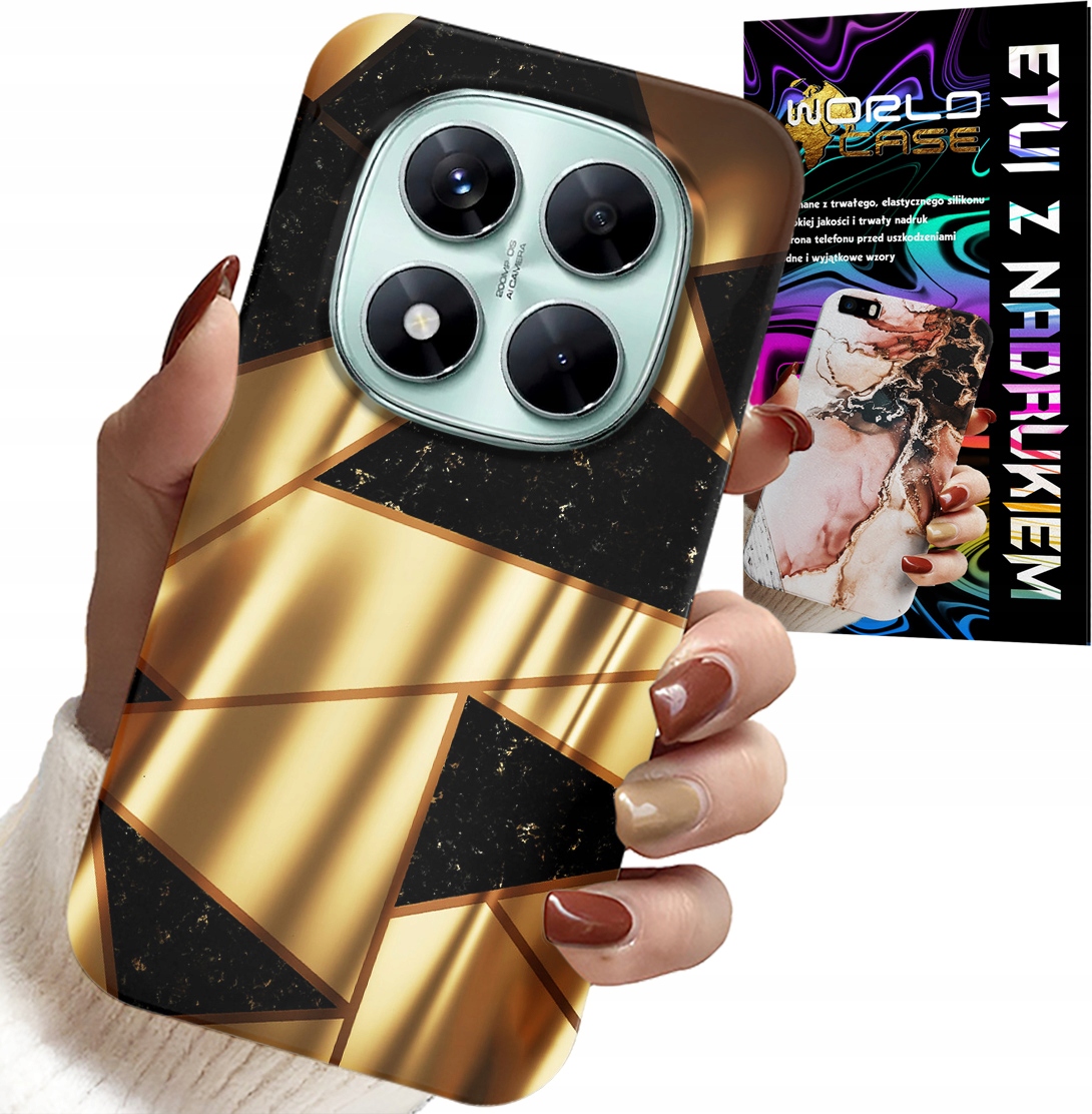 ETUI DO XIAOMI NOTE 14 PRO+ 5G - ZŁOTE ELEGANCKIE WZORY + FOLIA HYDRO