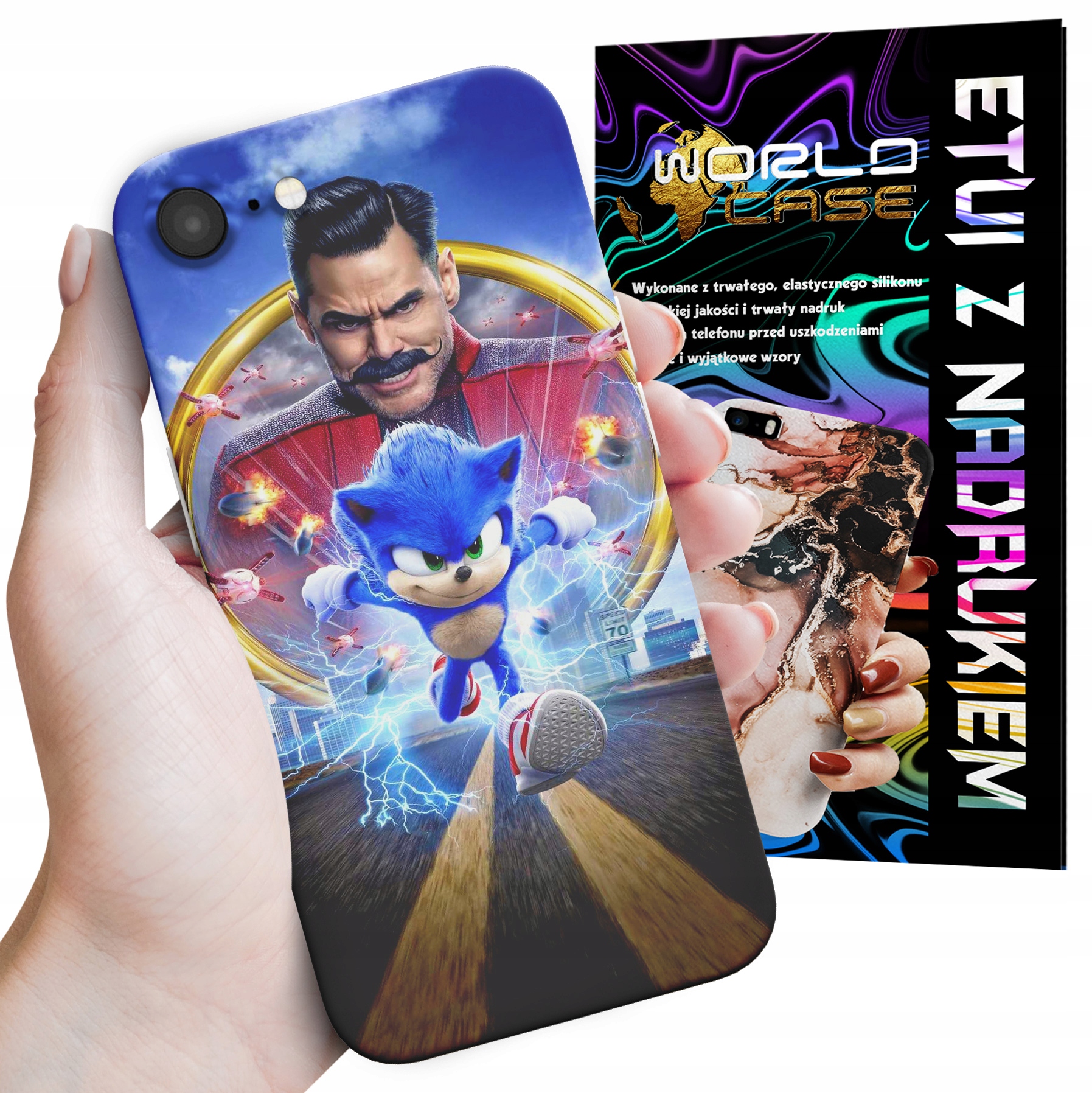 ETUI CASE DO IPHONE 7 8 SE2 - SONIC SONIK WZORY Z BAJEK MARIO PLECKI