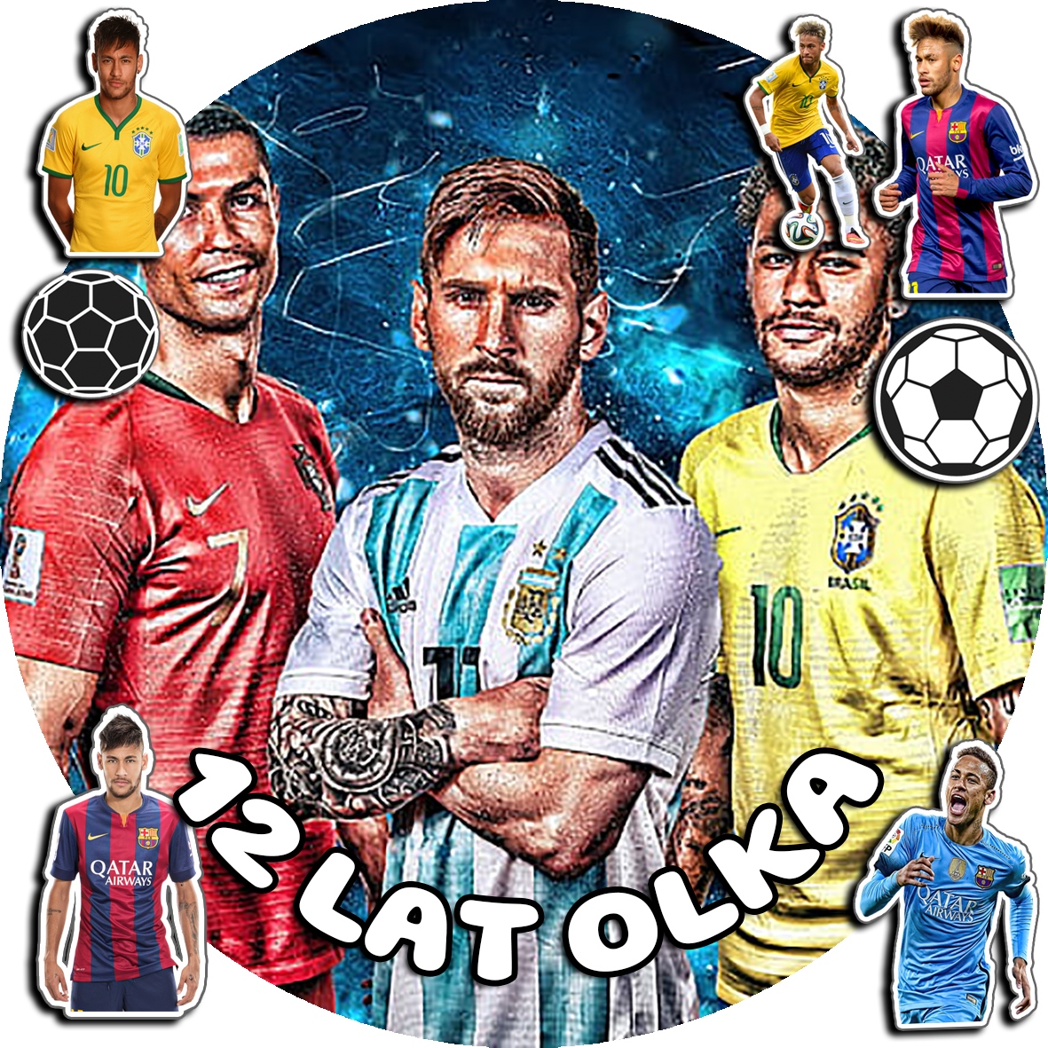 OPŁATEK NA TORT 30CM - PIŁKA NOŻNA NEYMAR + IMIĘ + GRATIS! 24CM 26CM