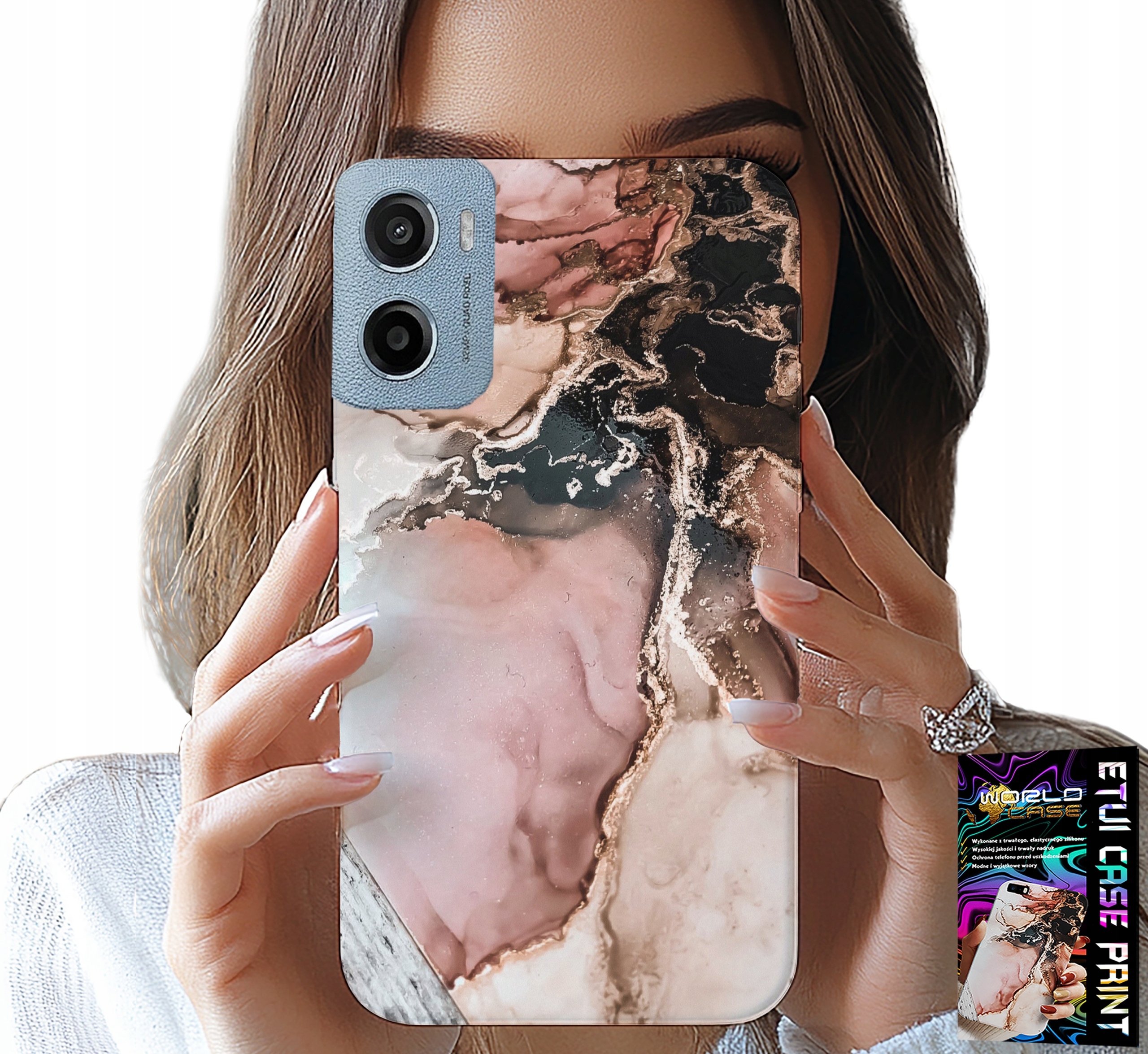 ETUI DO MOTOROLA E15 / G05 - ELEGANCKI MARMUREK MODNE WZORY + FOLIA