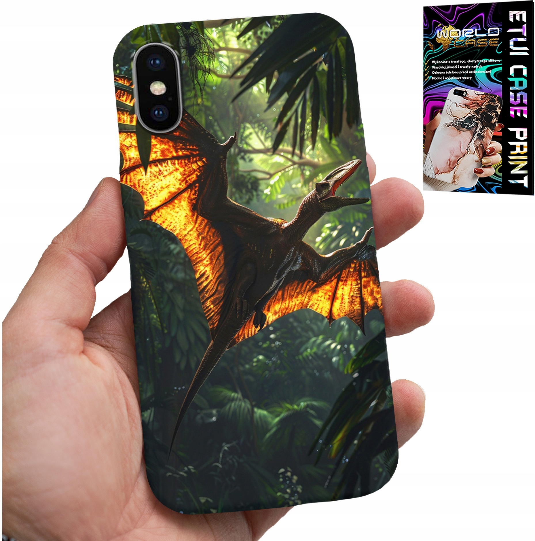ETUI DO IPHONE XS MAX - DINO DINOZAUR PTERODAKTYL FUTERAŁ PLECKI