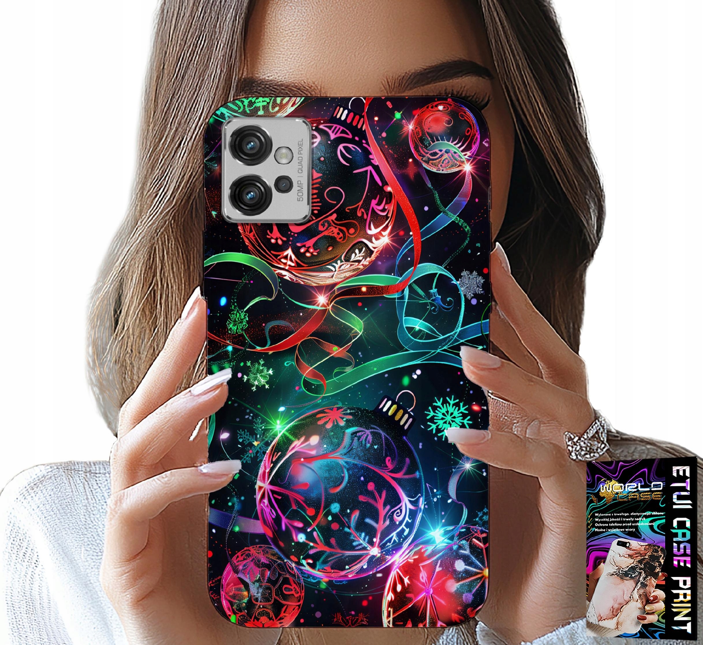 ETUI DO MOTOROLA G32 - ŚWIĄTECZNE BOMBKI, CHOINKA, CASE + FOLIA