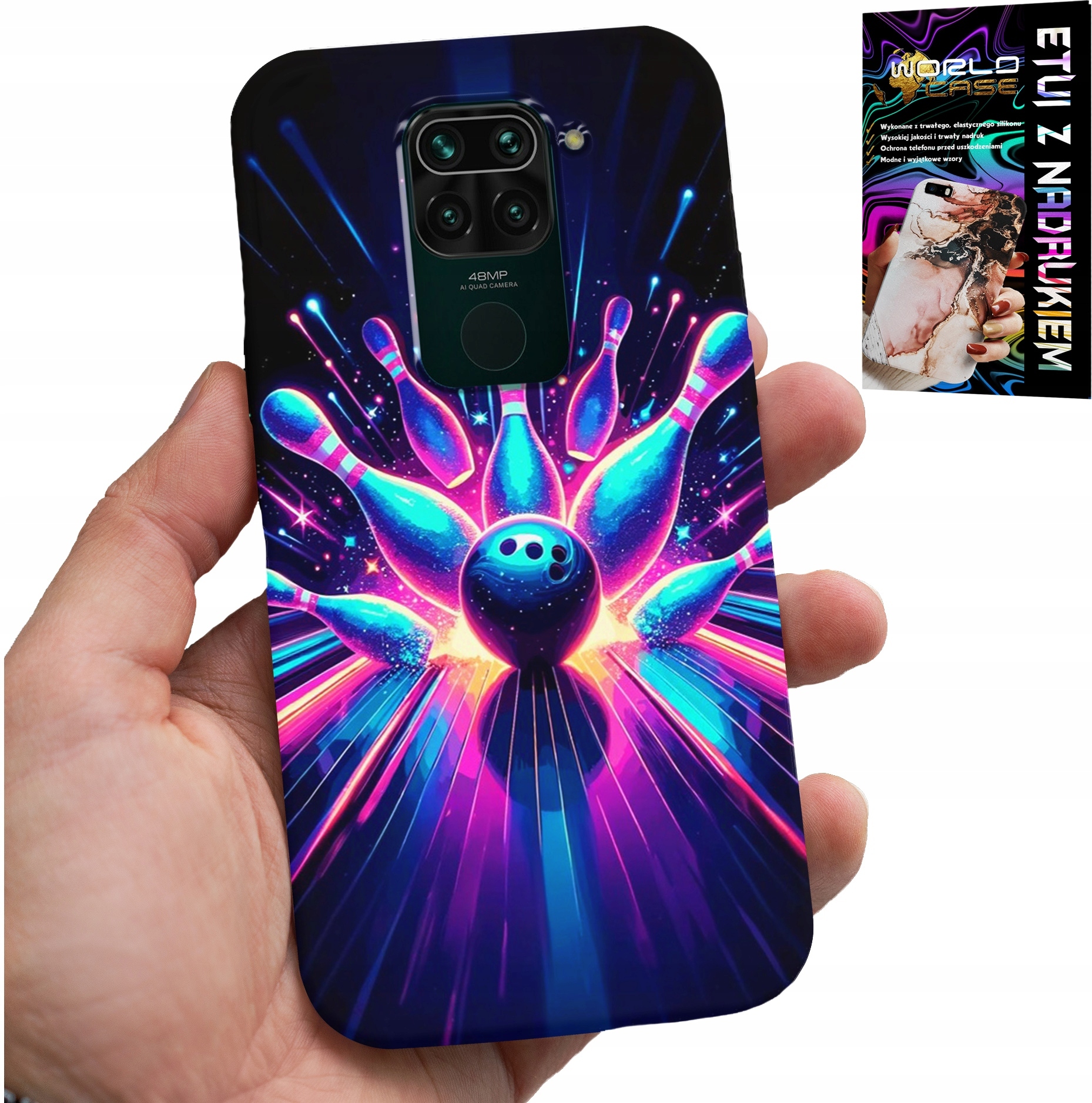ETUI DO XIAOMI NOTE 9 - KRĘGLE BOWLING STRIKE POKROWIEC, PLECKI