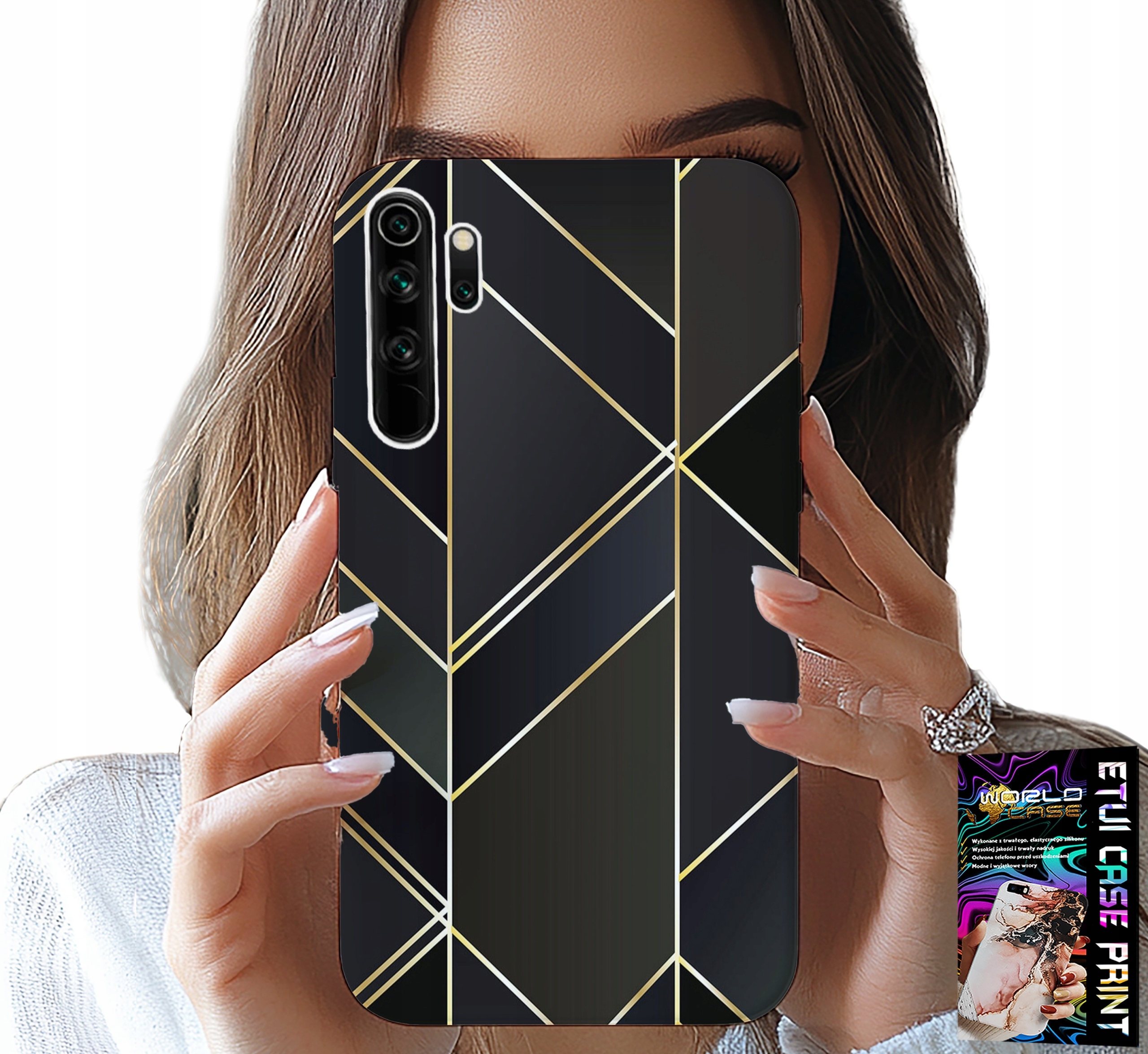 ETUI DO XIAOMI NOTE 8 - ZŁOTE RAMKI, ELEGANCKIE WZORY + FOLIA