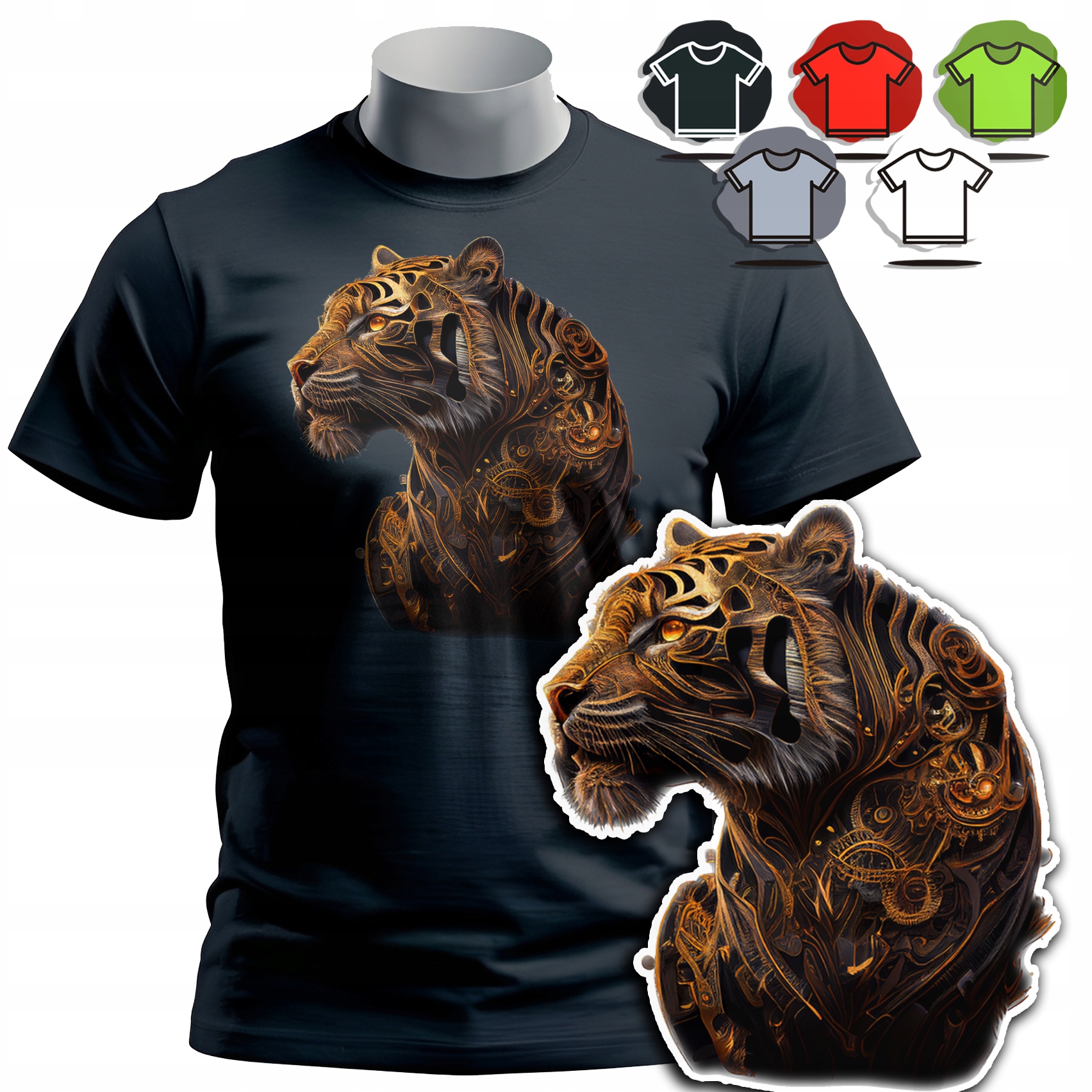 KOSZULKA T-SHIRT MĘSKI WZORY DO WYBORU - TYGRYS TIGER PUMA ZWIERZE - 3XL