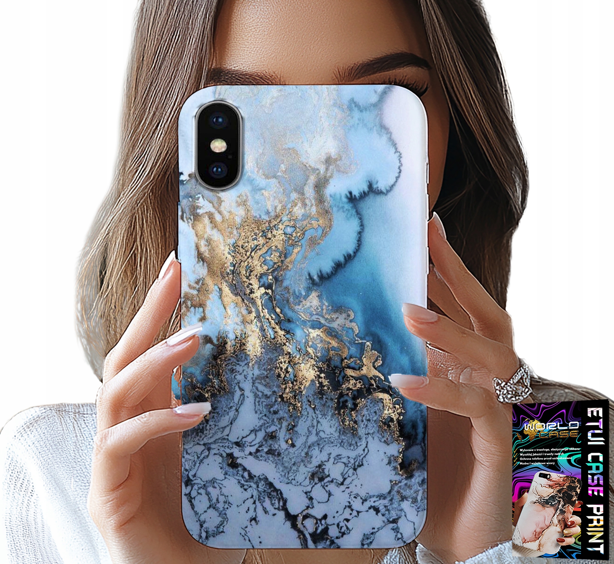 ETUI DO IPHONE X / XS - MARMUREK MARMURKI DAMSKIE WZORY +SZKŁO