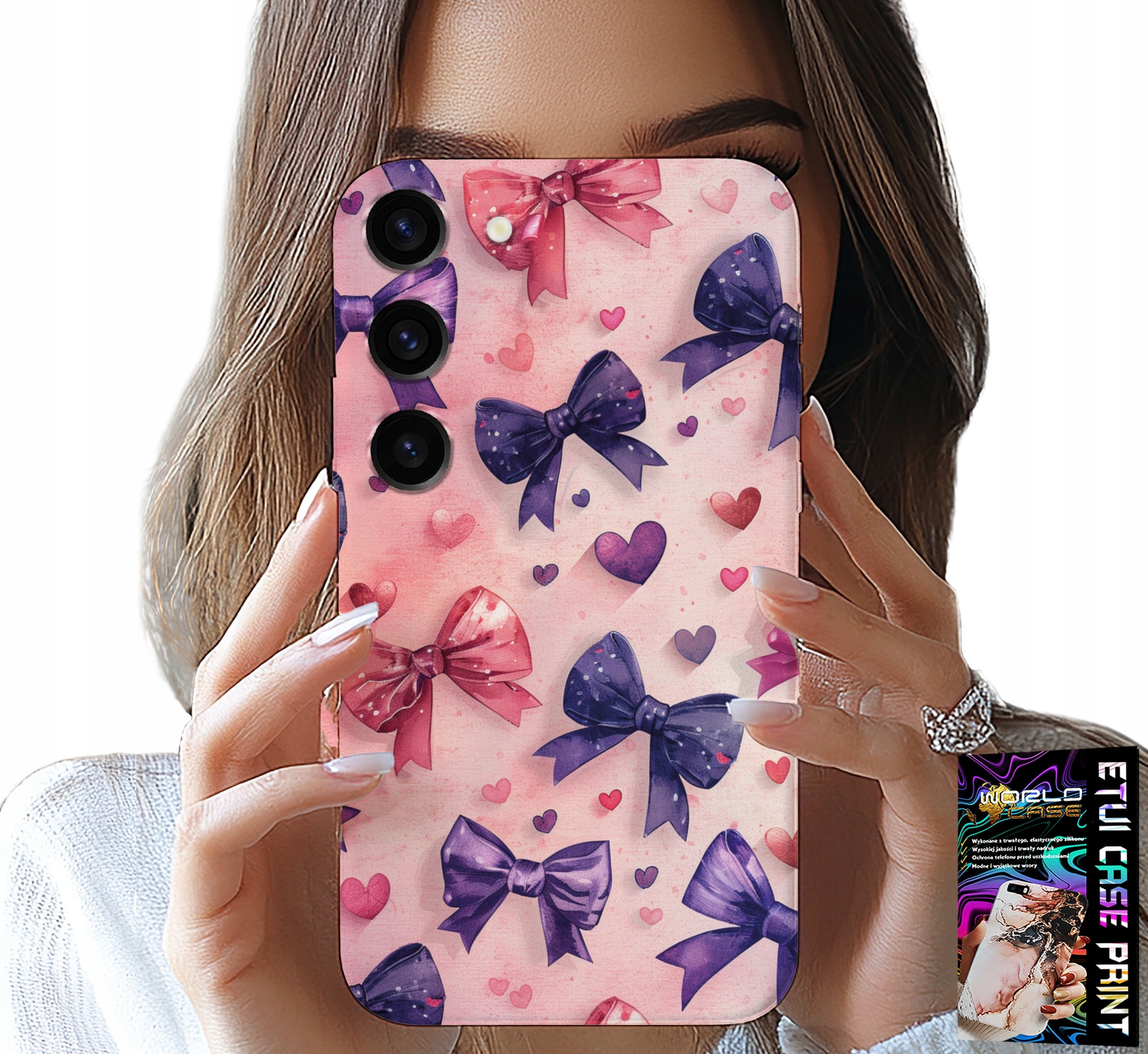 ETUI DO SAMSUNG GALAXY S23 - KOLOROWE WSTĄŻKI WSTĄŻKA WZORY + SZKŁO