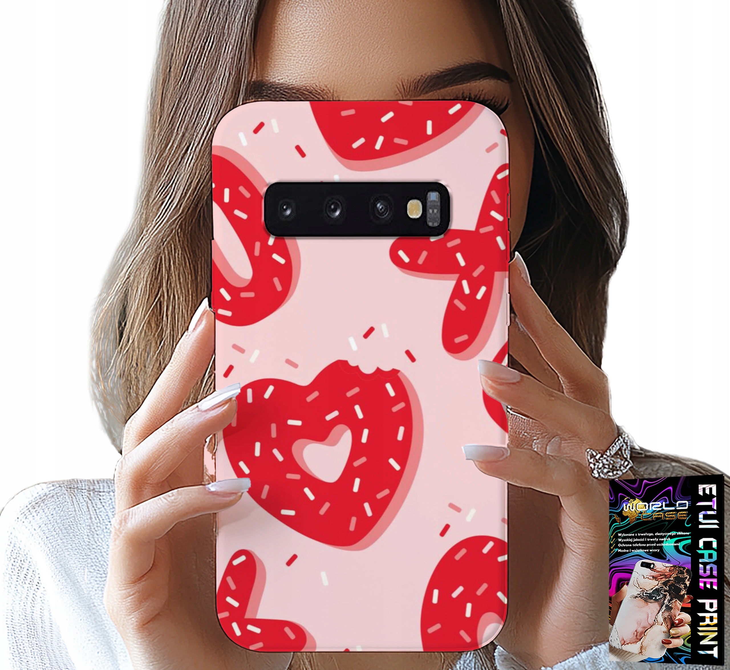 ETUI DO SAMSUNG GALAXY S10 - KOBIECE, MODNE WZORY XOXO SERCE + FOLIA