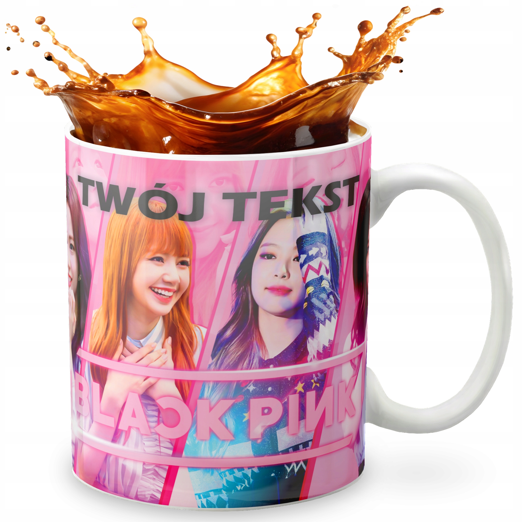 KUBEK 330ml GRAFIKA PREZENT ŚWIĘTA WZÓR - KPOP BLACKPINK BTS GOT7 + IMIĘ