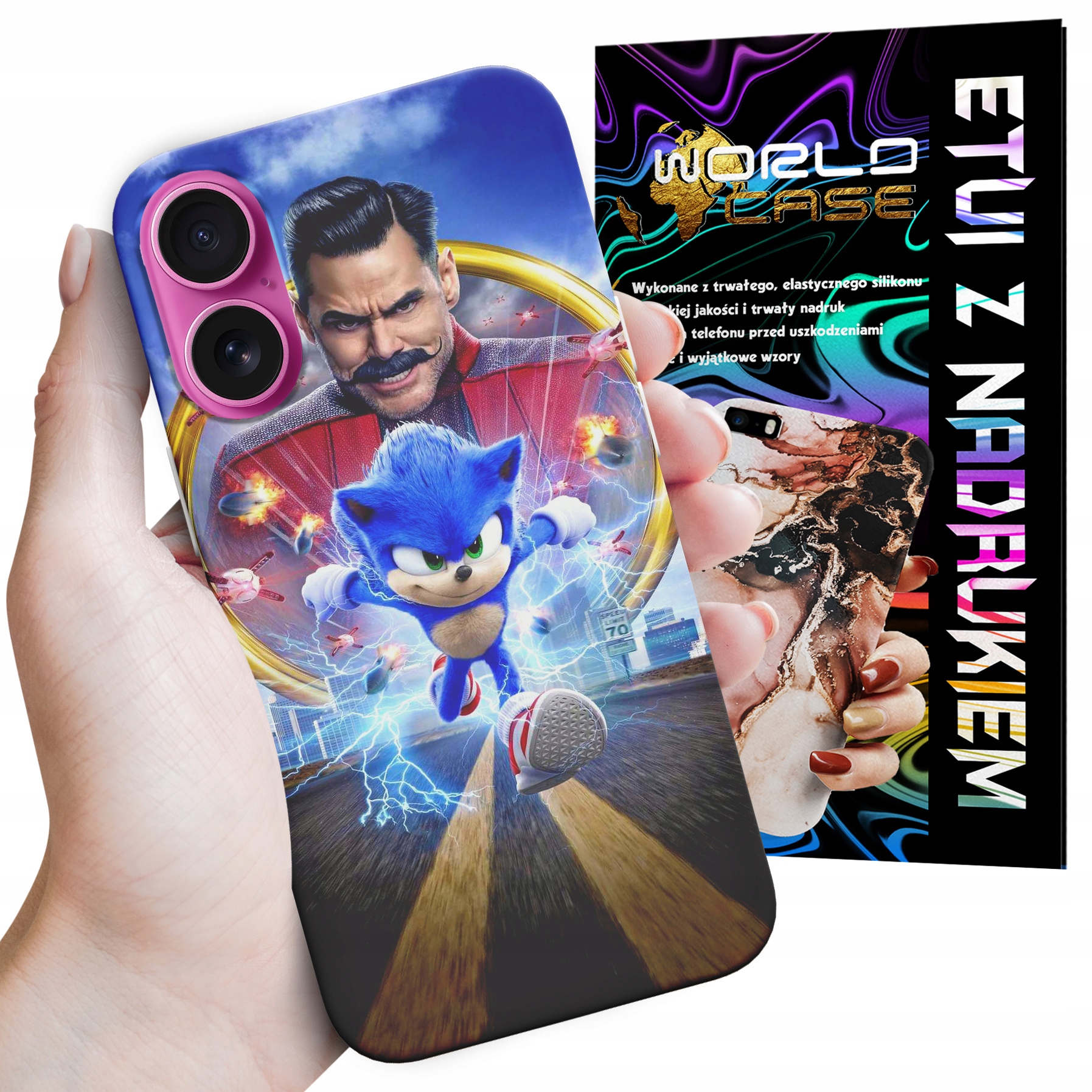 ETUI CASE DO IPHONE 16 PLUS - SONIC SONIK WZORY Z BAJEK MARIO PLECKI