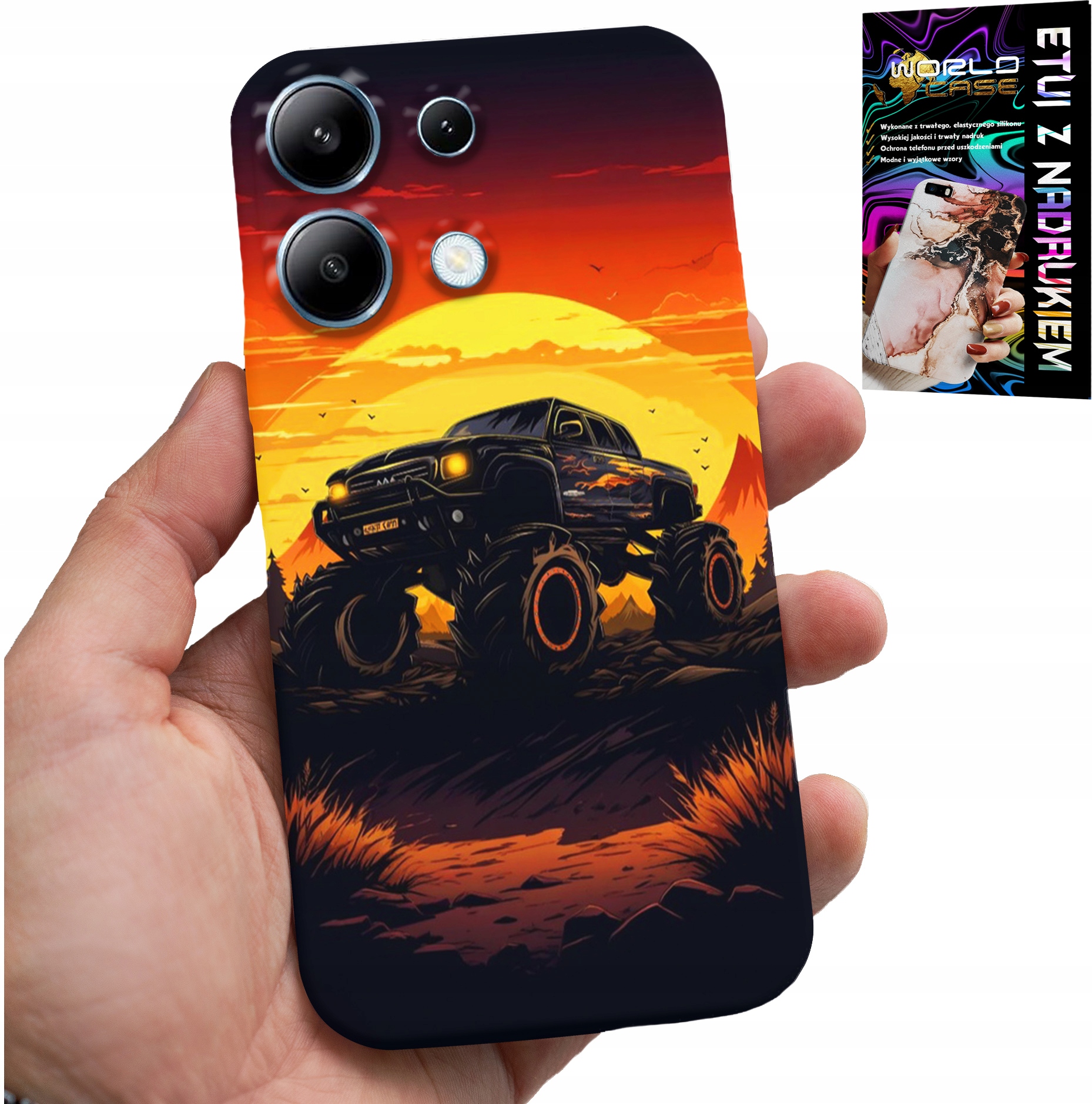 ETUI DO XIAOMI NOTE 13 4G - MONSTERTRUCK, CIĘŻARÓWKA, WZORY + SZKŁO