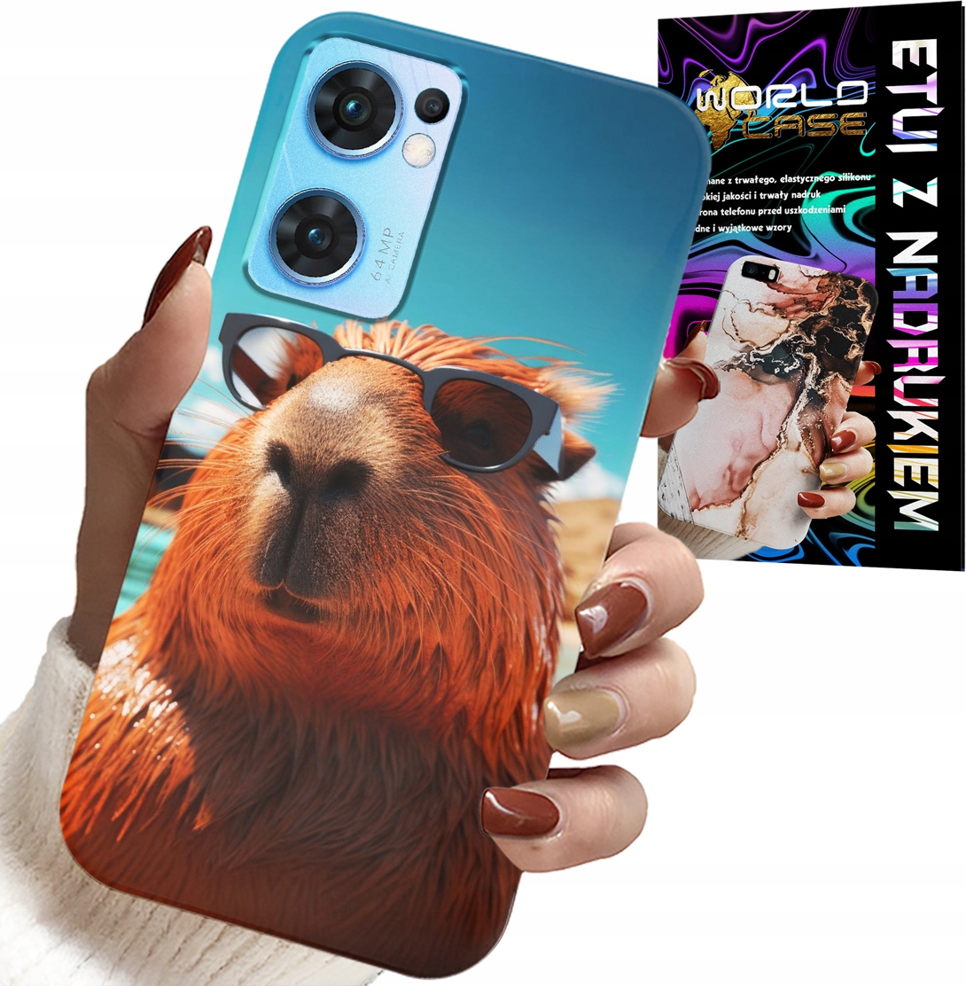 ETUI DO OPPO RENO7 5G - SŁODKA KAPIBARA, CAPIBARA CASE + SZKŁO