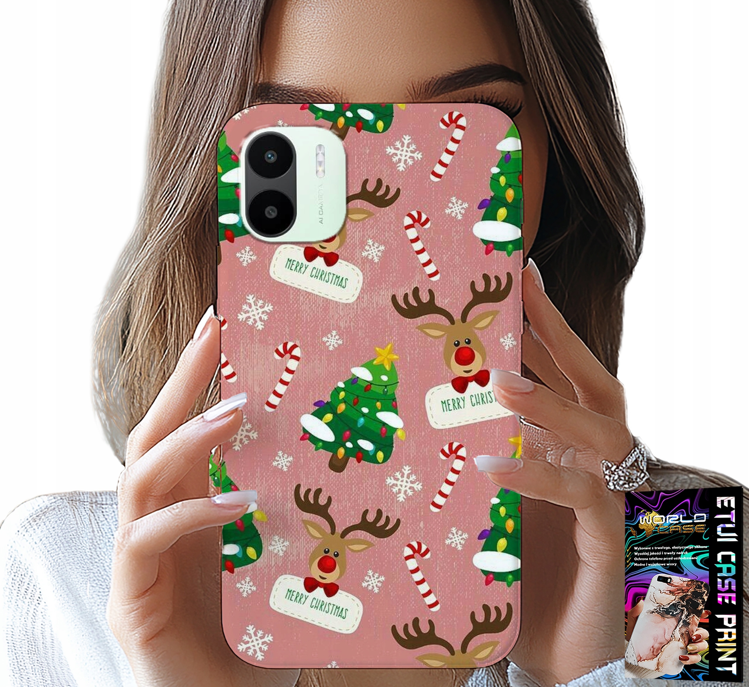 ETUI DO XIAOMI REDMI A1 - ŚWIĄTECZNE RENIFERY CHOINKI LASKA WZORY