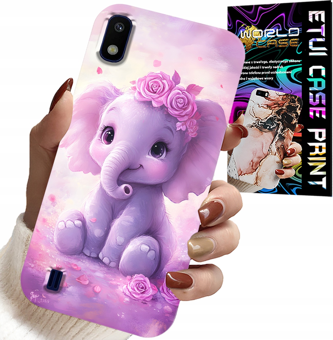 ETUI DO SAMSUNG A10 - SŁODKI SŁONIK NA RÓŻOWYM TLE CASE +FOLIA